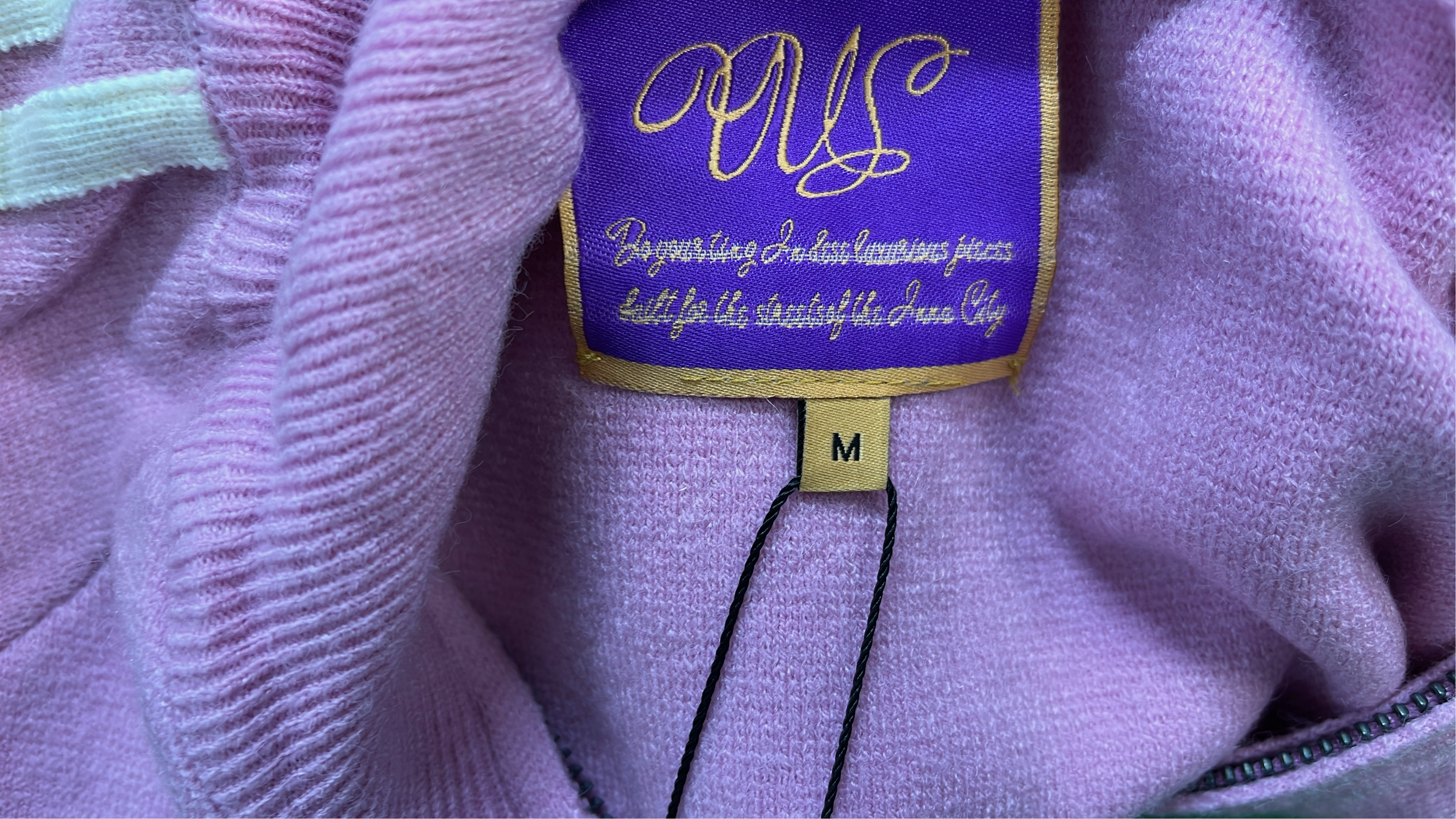 Pink Zip-Up Jacket with White Stripes
