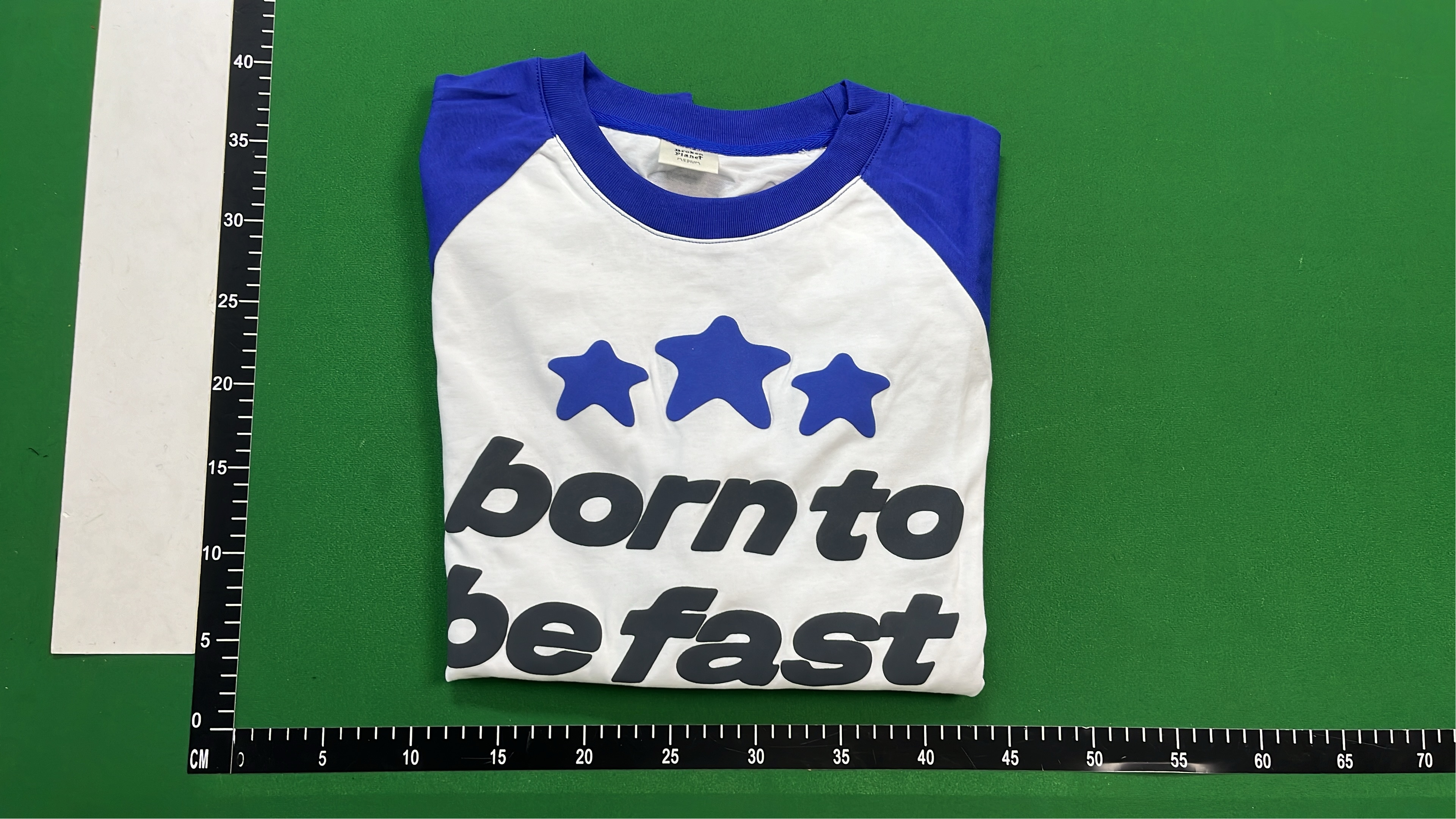 Born to Be Fast Long Sleeve T-Shirt with Blue Sleeves