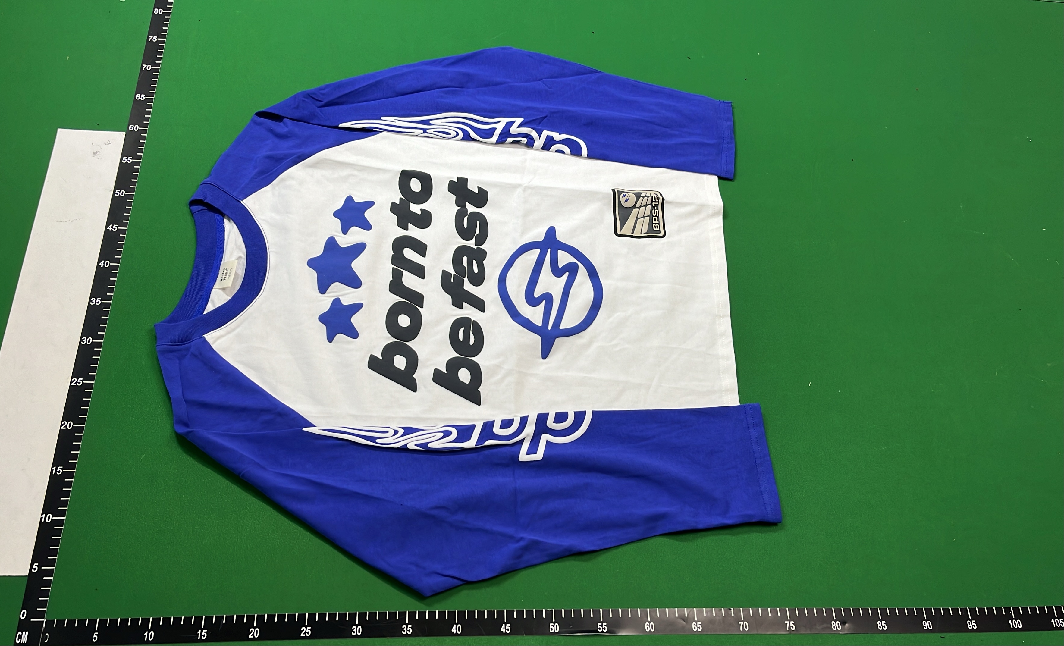 Born to Be Fast Long Sleeve T-Shirt with Blue Sleeves