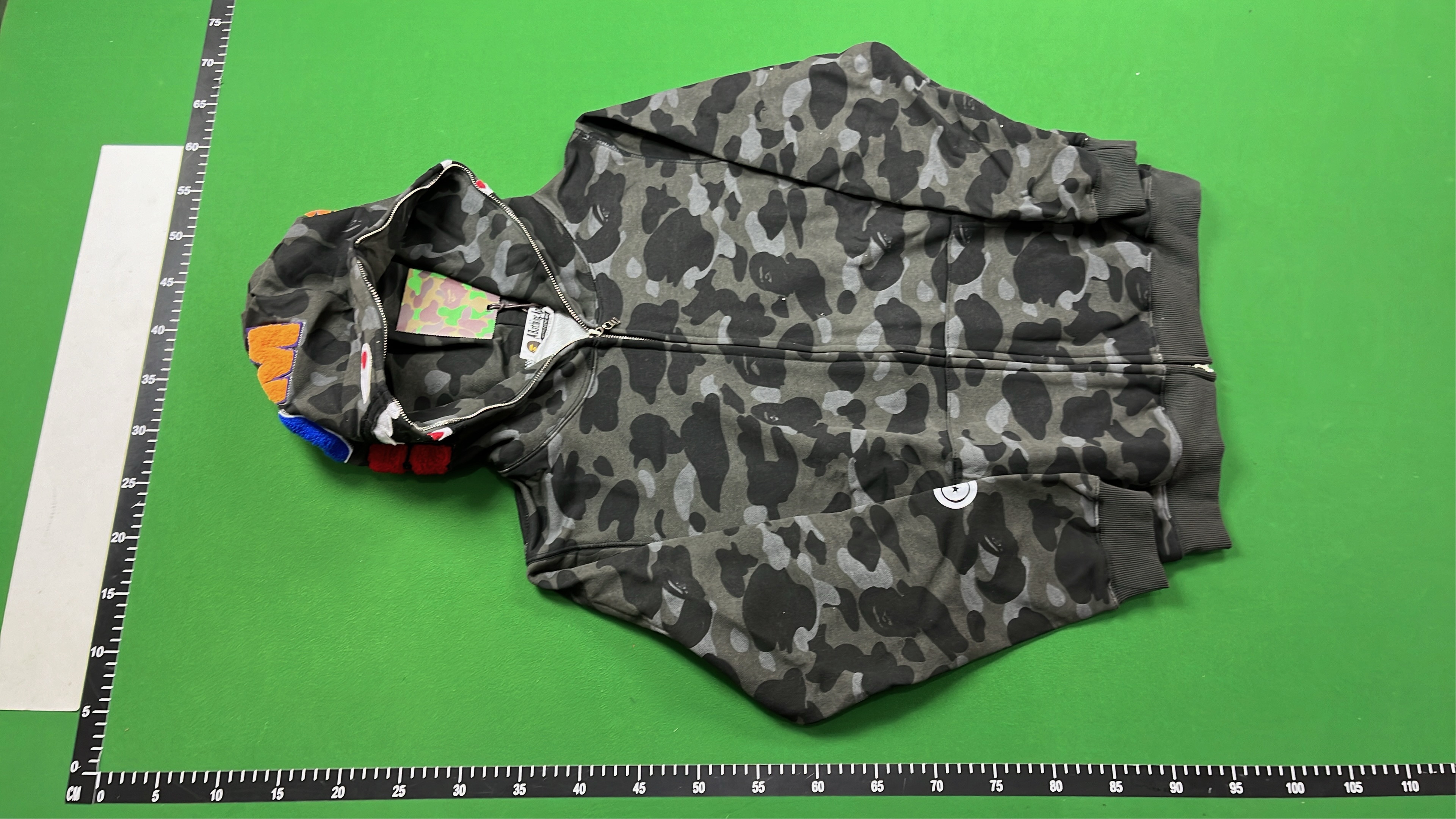 BAPE Blue Camo Hoodie with Shark Design Zip-Up Sweatshirt