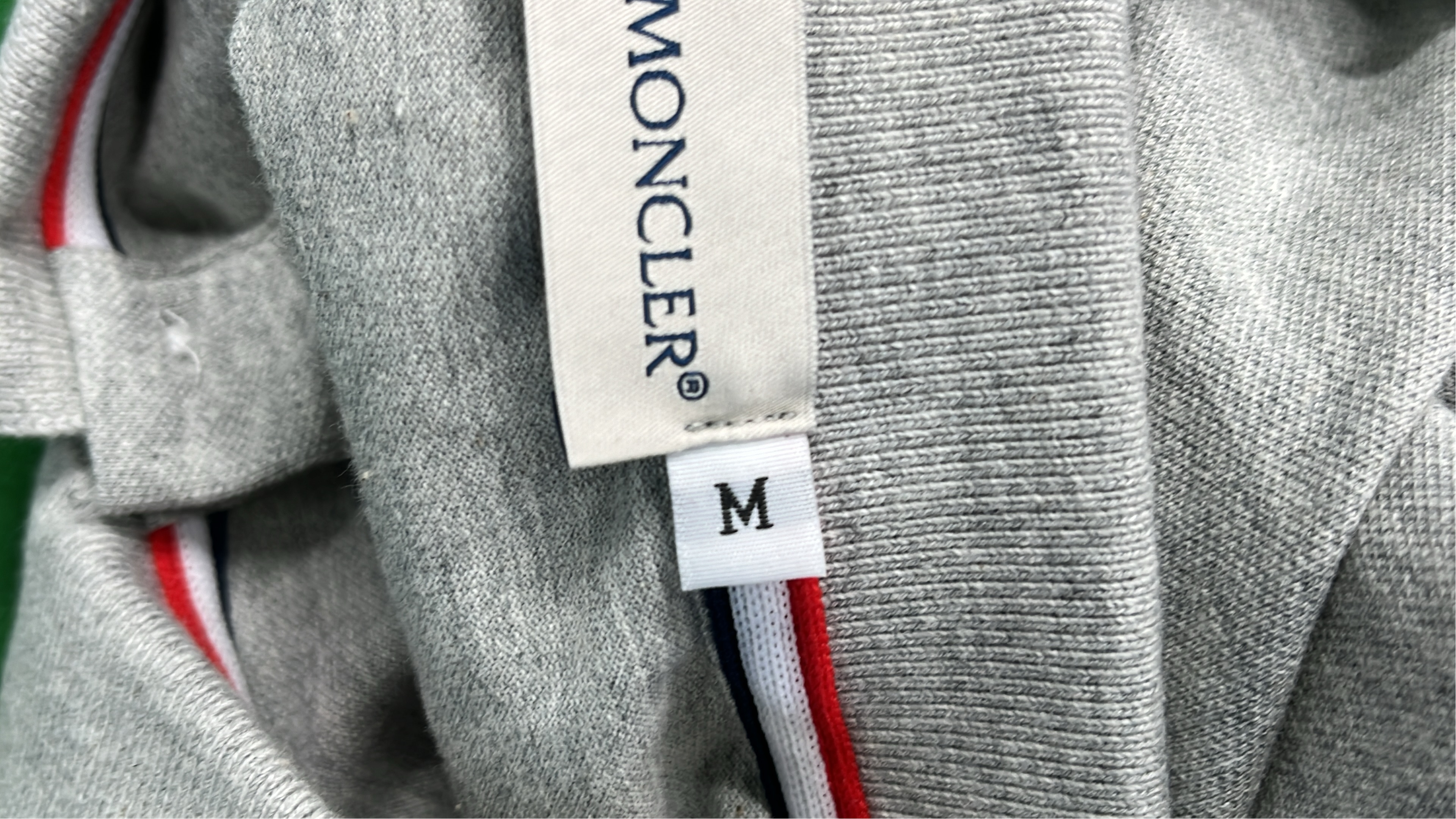 Moncler White Polo Shirt with Red and Blue Trim