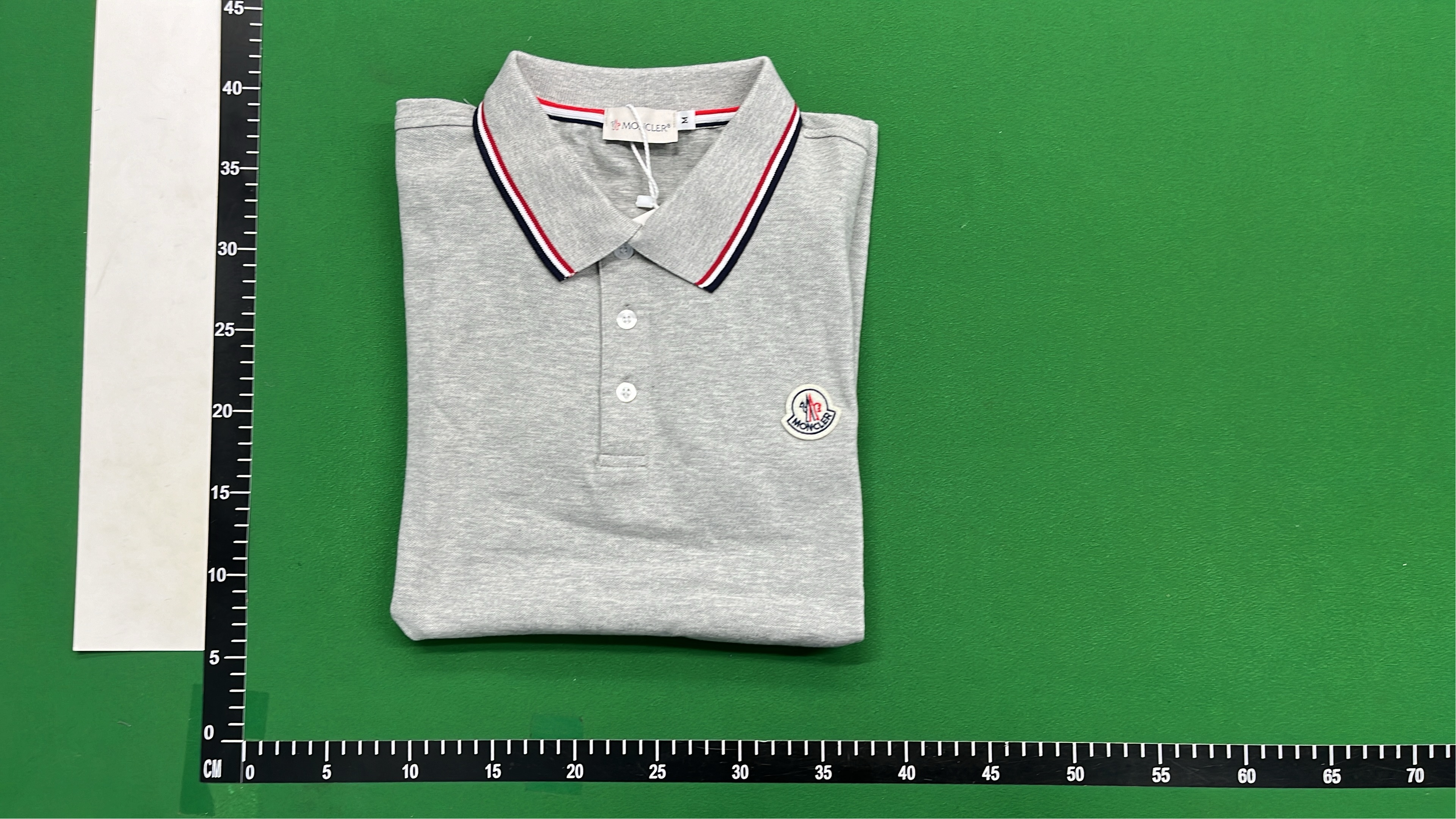 Moncler White Polo Shirt with Red and Blue Trim