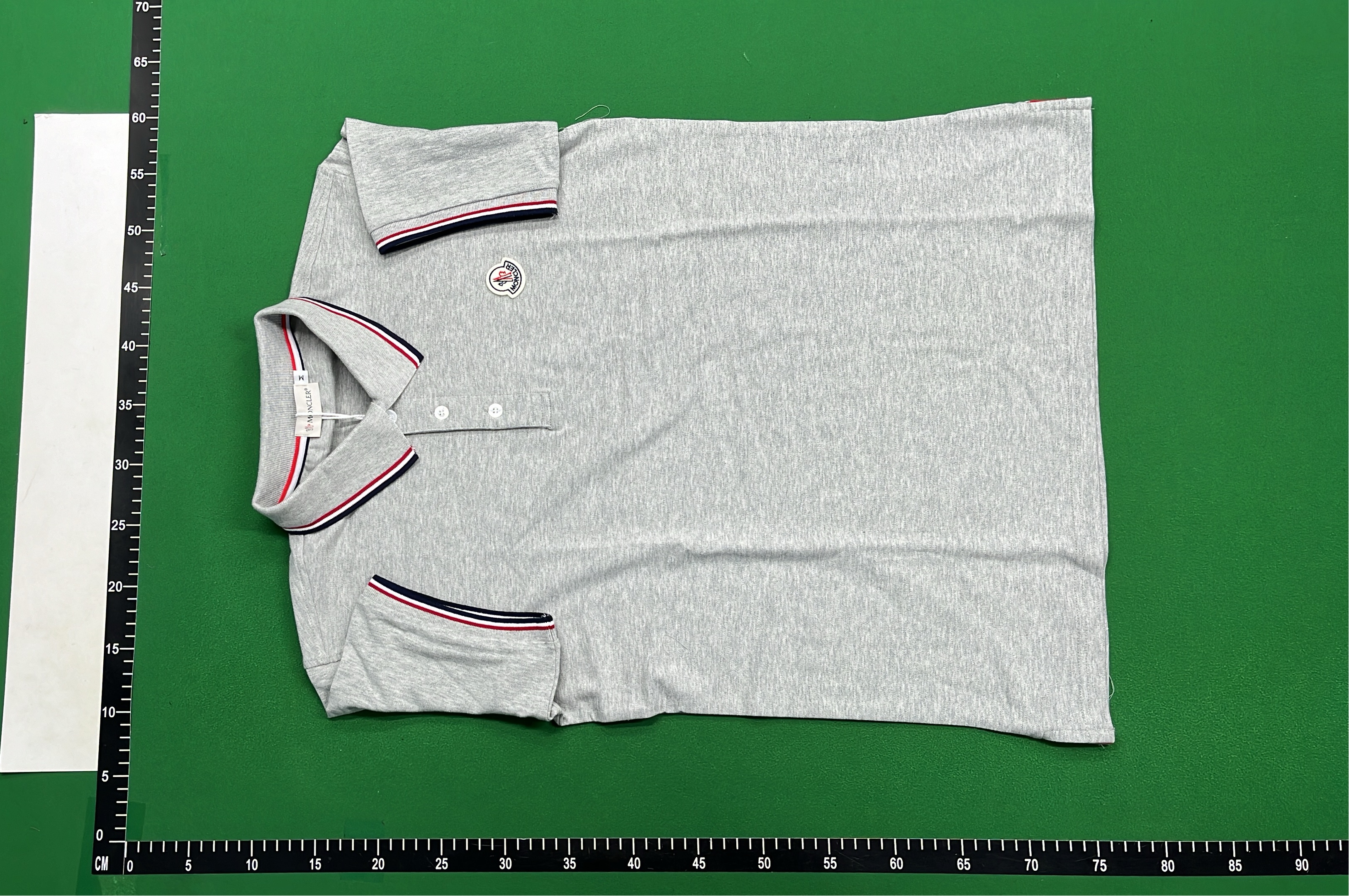 Moncler White Polo Shirt with Red and Blue Trim
