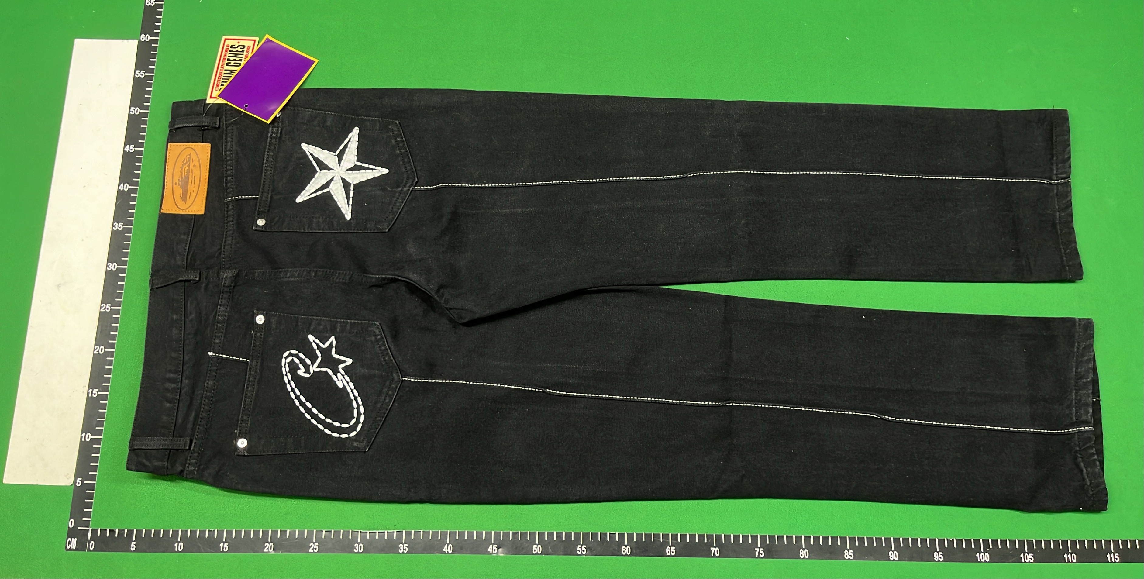 Caterpillar Star Embroidered Denim Pants - Men's Dark Wash Jeans