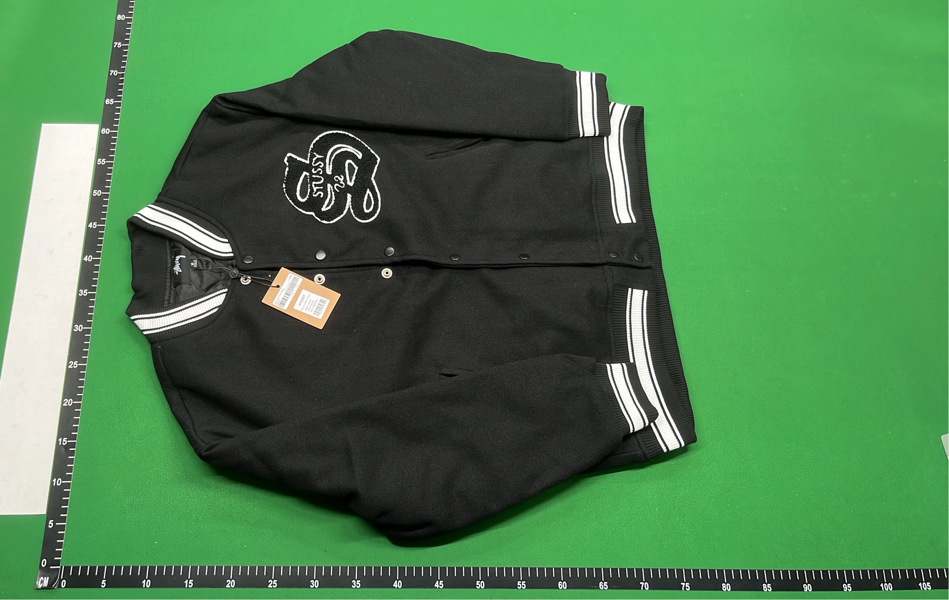 Stussy Black Varsity Jacket with Embroidered Logo