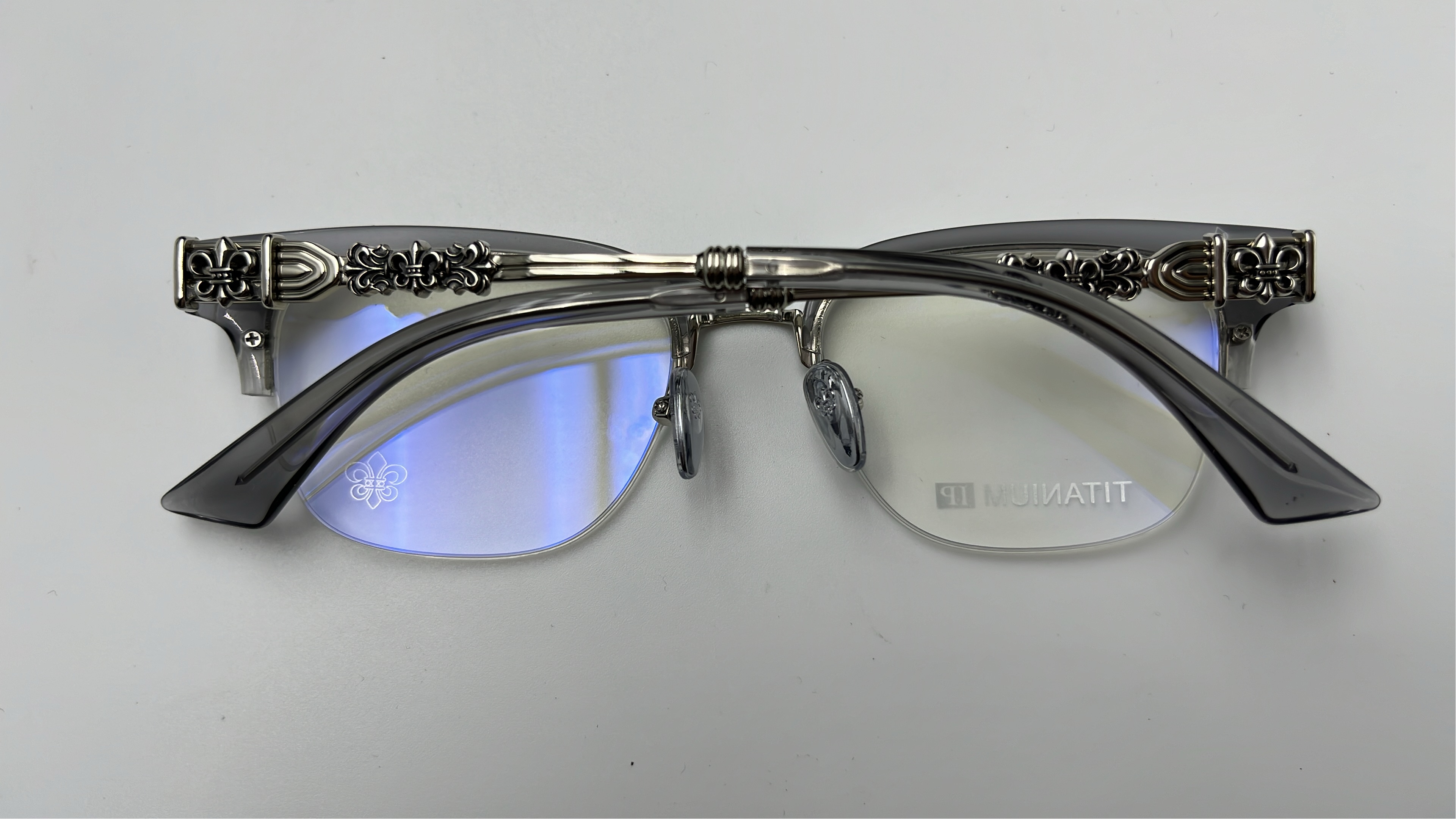 Chrome Hearts Tortoiseshell Eyeglasses with Silver Accents
