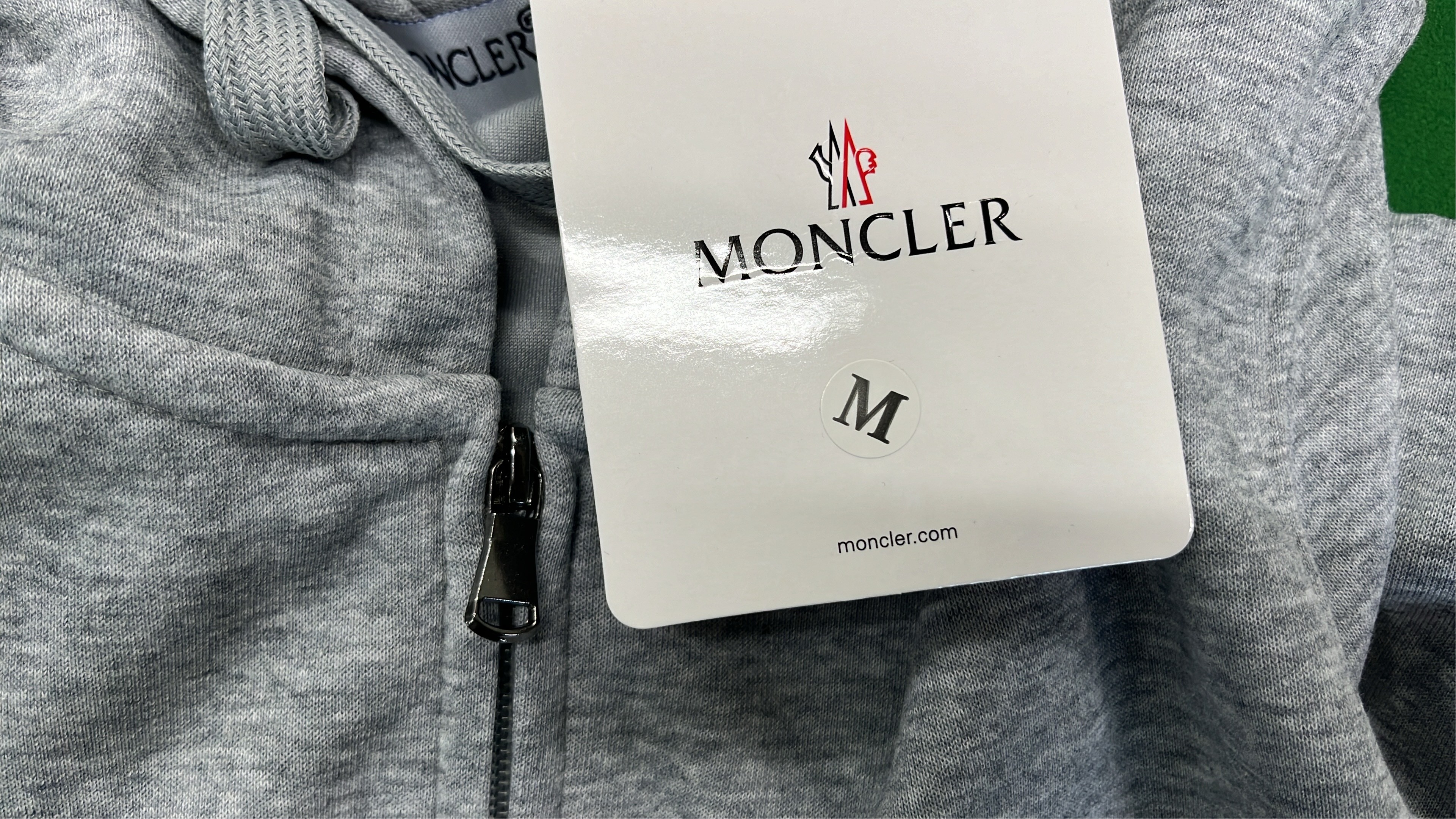 Moncler Black Hoodie Zip-Up Sweatshirt with Logo Patch