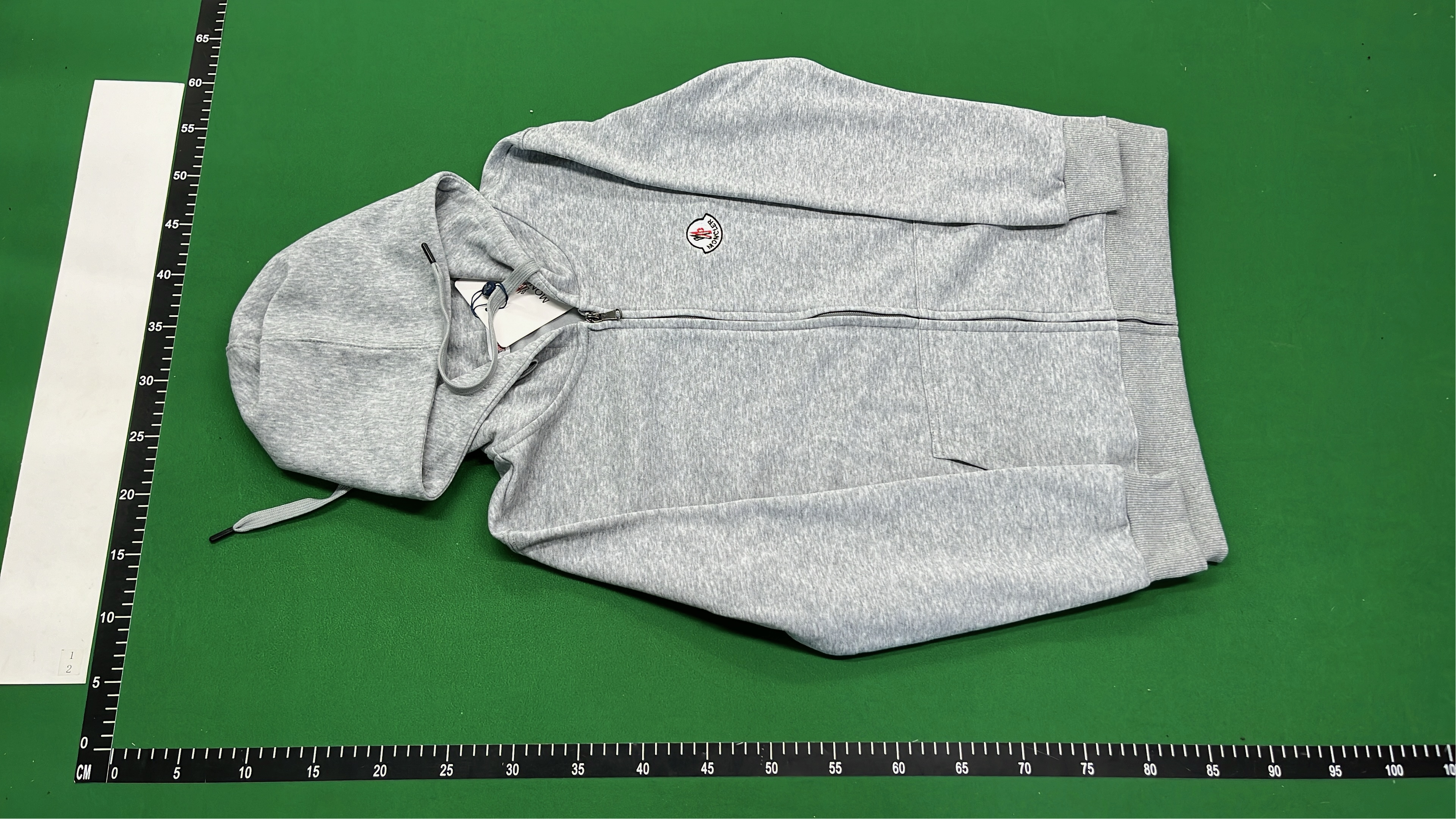 Moncler Black Hoodie Zip-Up Sweatshirt with Logo Patch