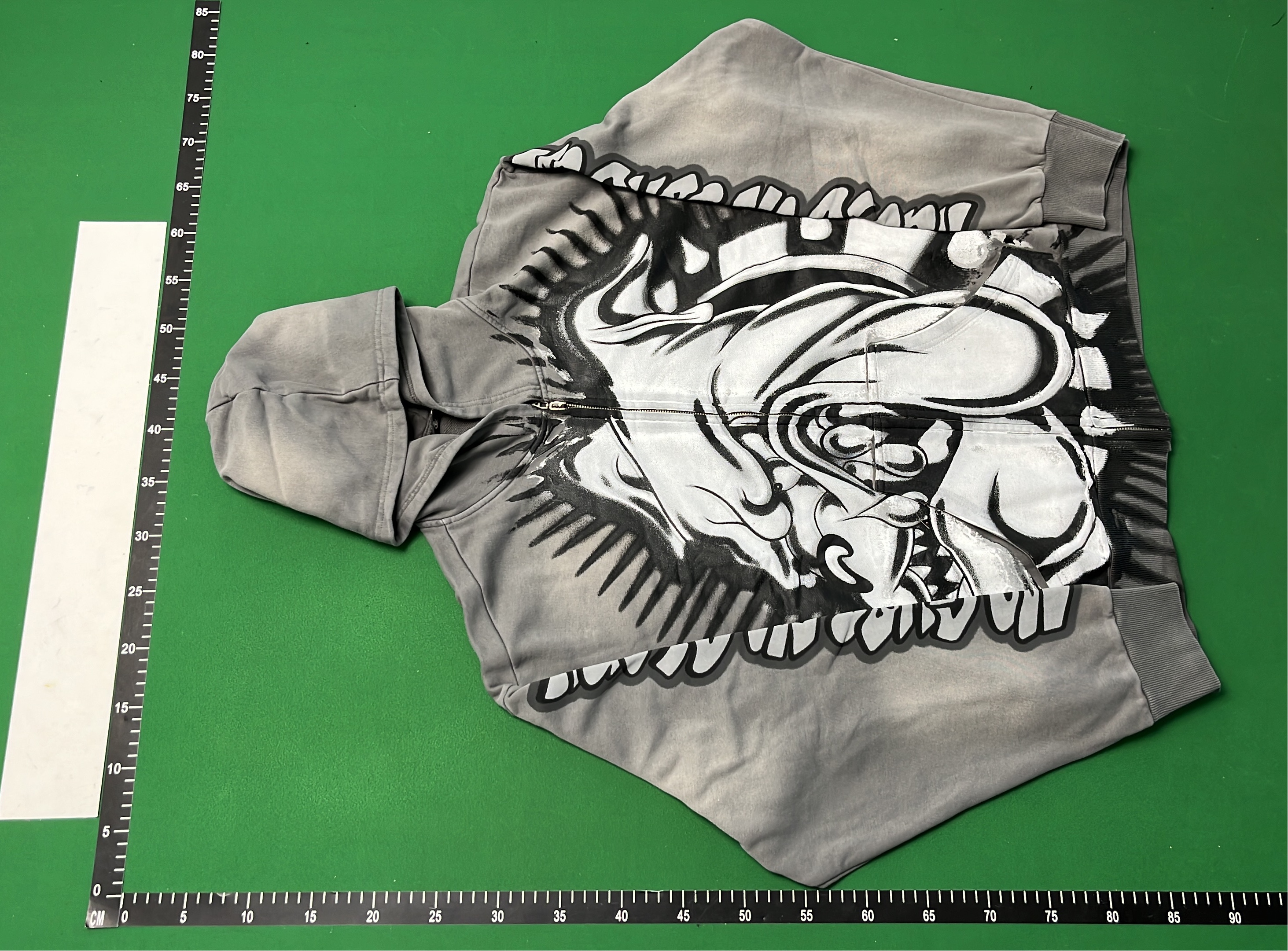 Grey Bulldog Graphic Zip Hoodie