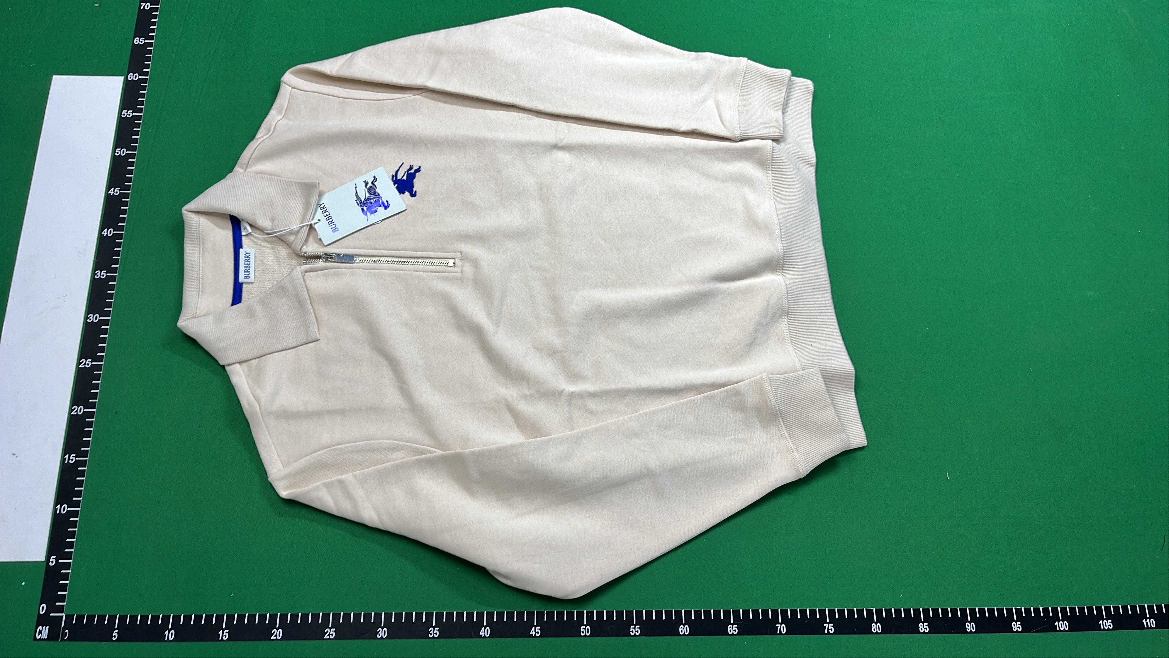 Burberry Cream Half-Zip Sweatshirt with Equestrian Knight Logo