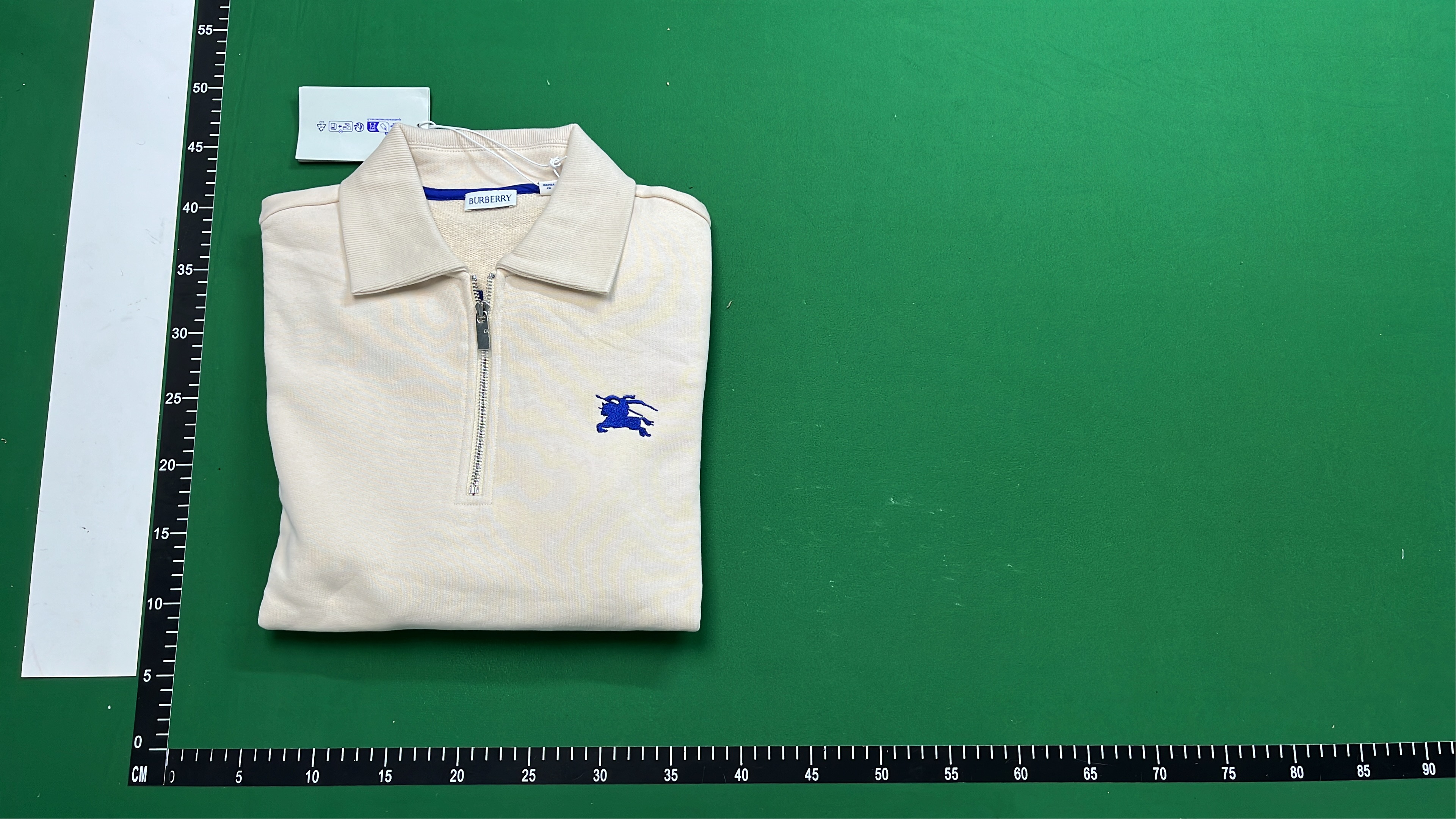 Burberry Cream Half-Zip Sweatshirt with Equestrian Knight Logo