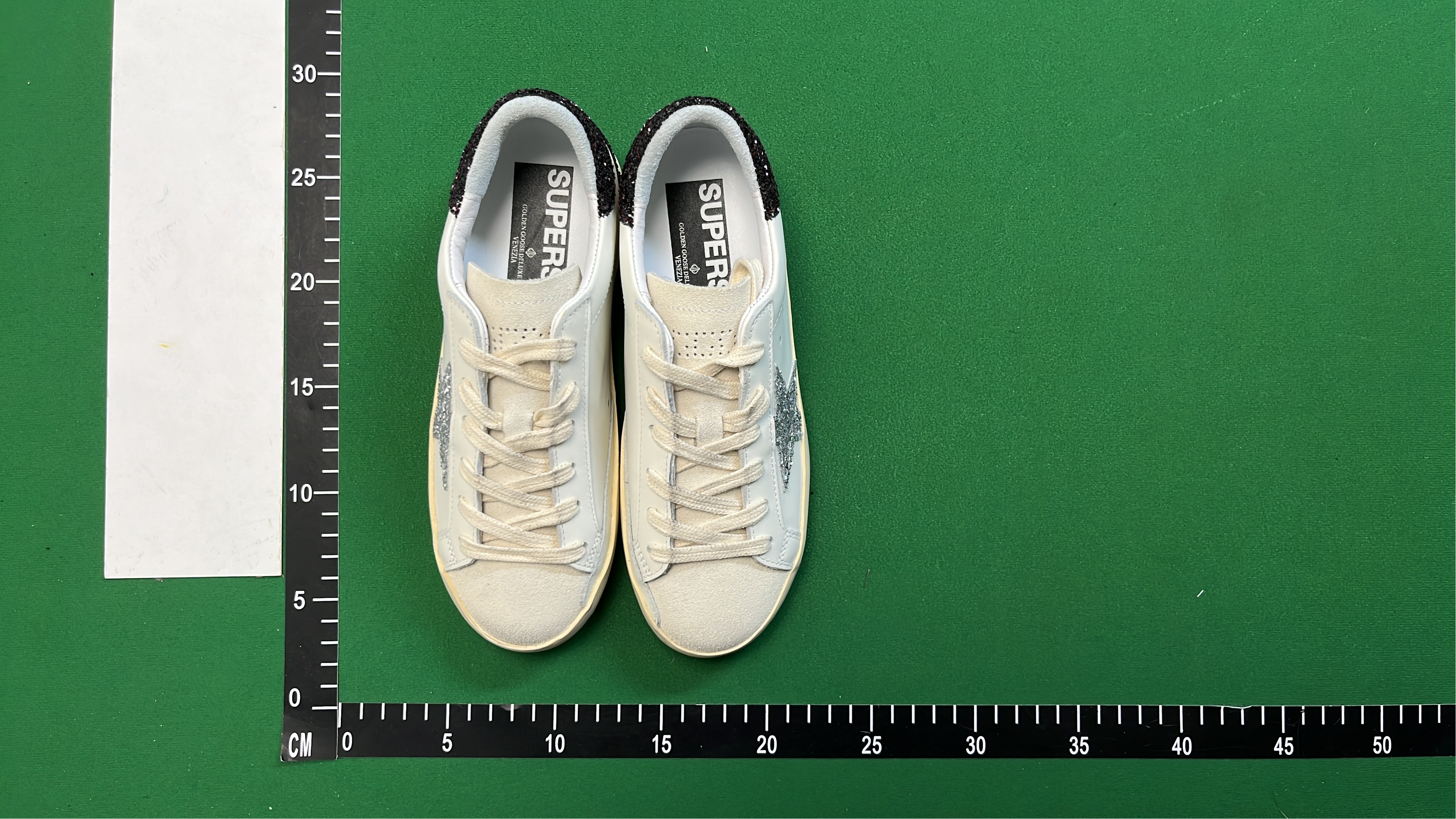 Golden Goose White Sneakers with Glitter Star and Burgundy Heel