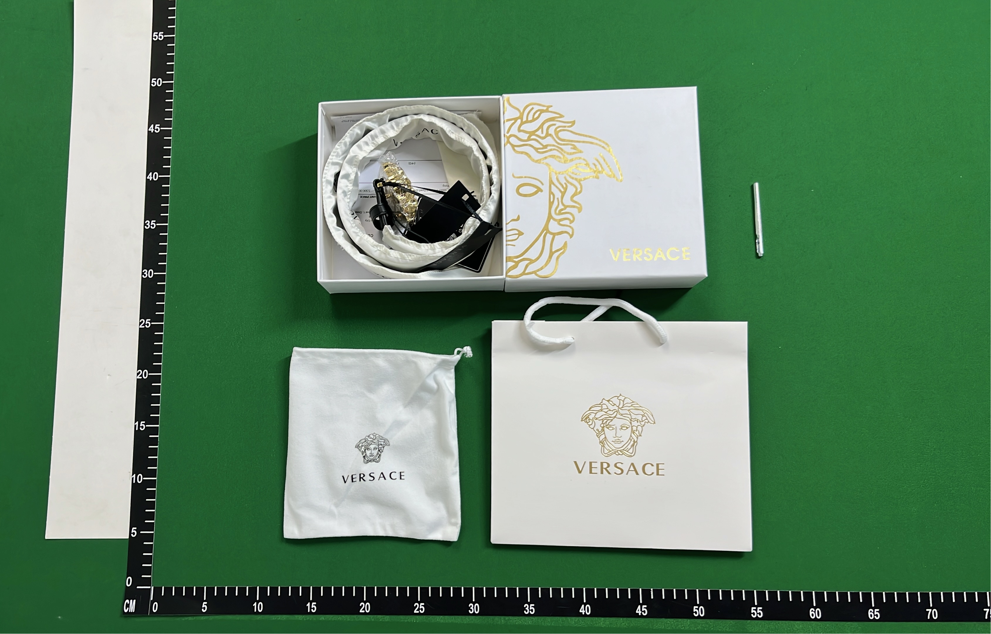 Versace Medusa Buckle Leather Belt - Black and Gold