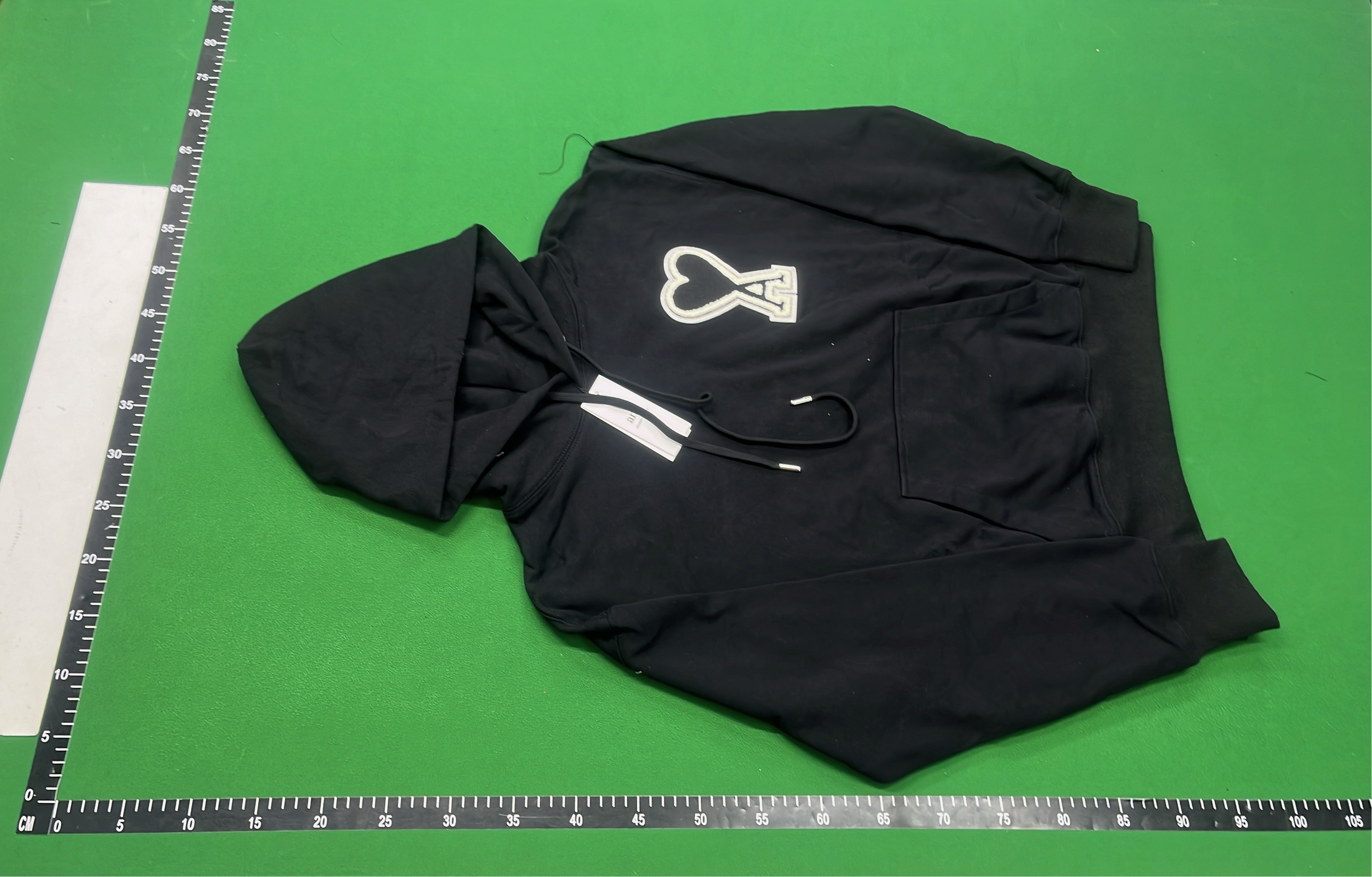 AMI Gray Heart Logo Hoodie Sweatshirt
