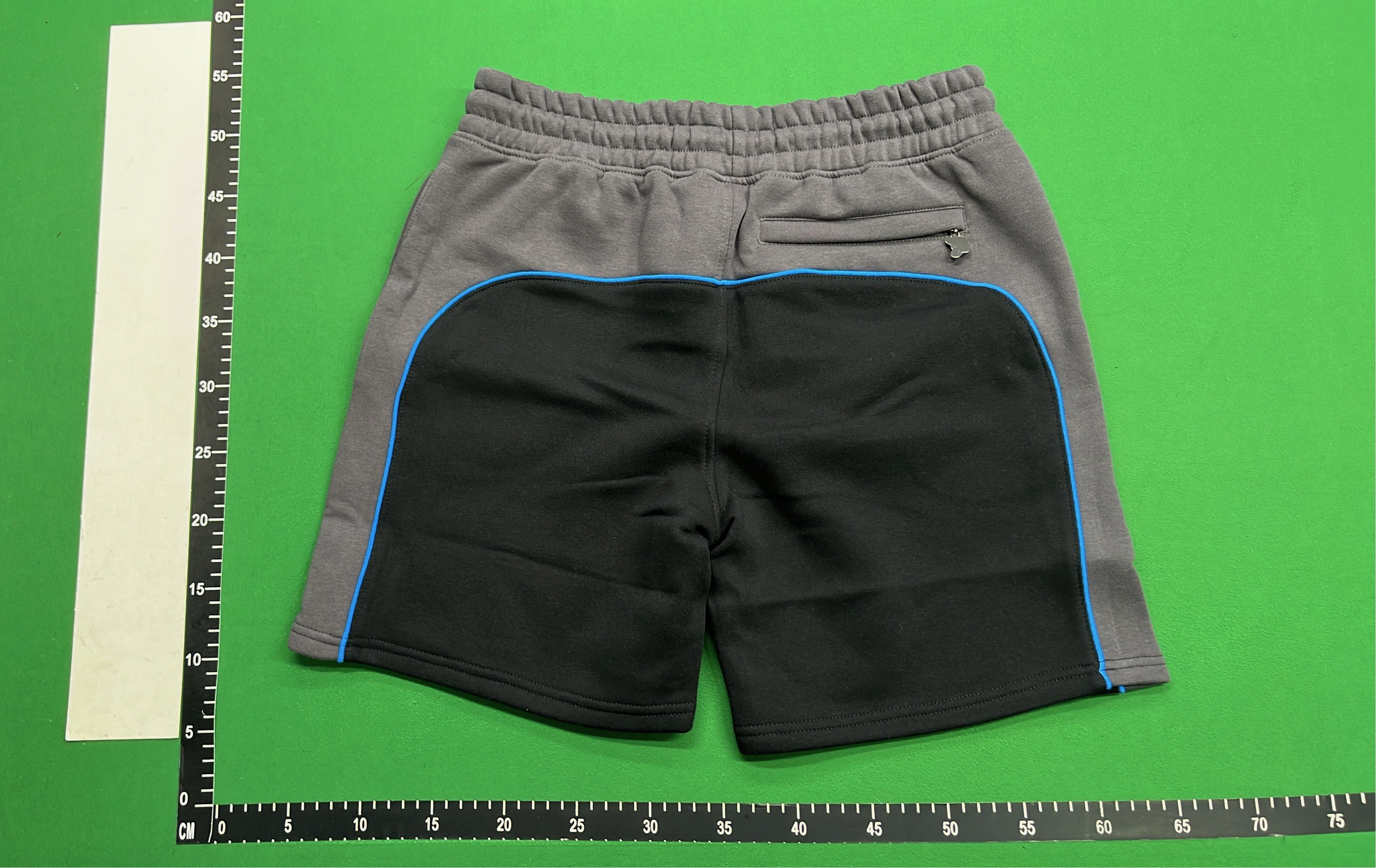 Men's Black and Gray Athletic Shorts with Blue Trim