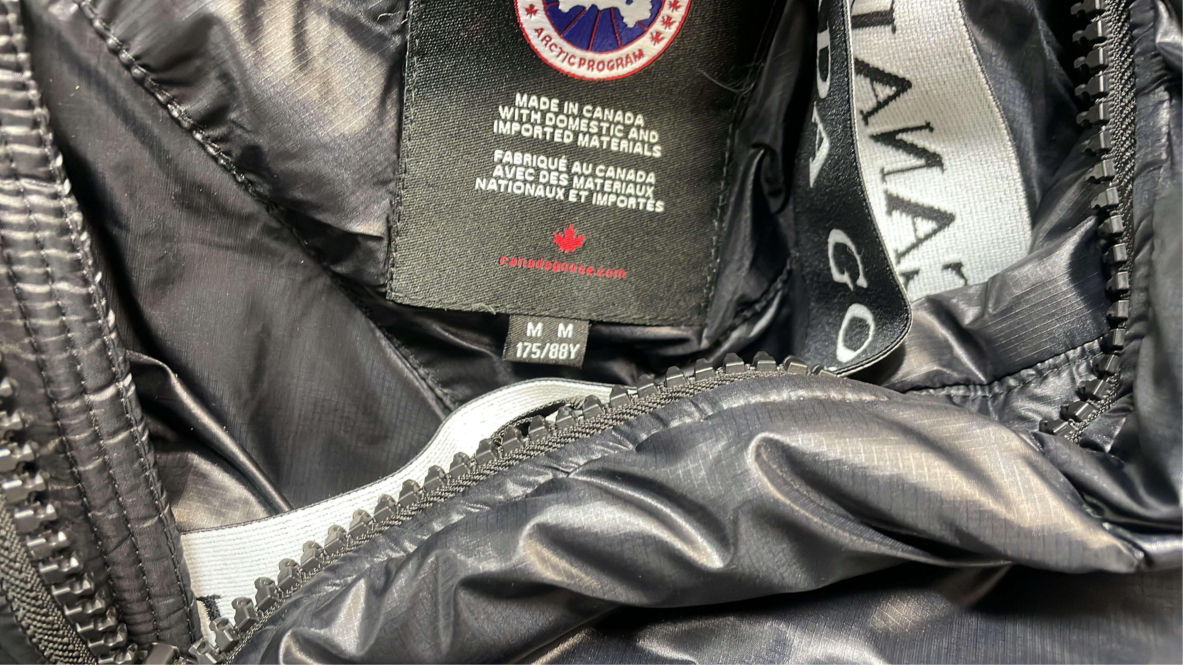 Canada Goose Silver Puffer Jacket with Hood