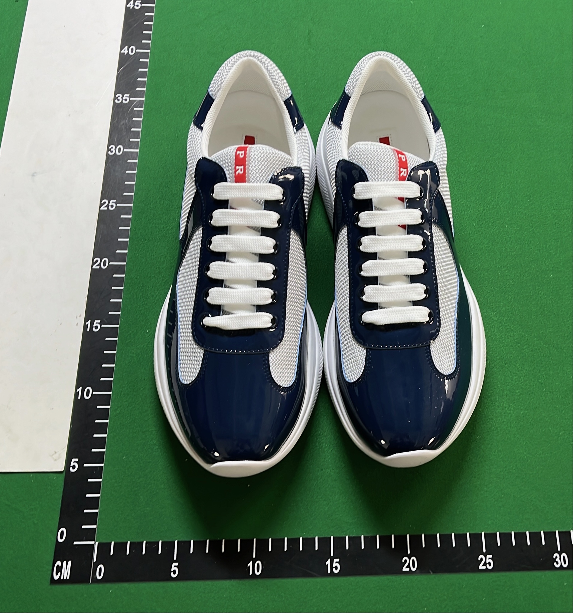 Men's Navy Blue and White Sneakers with Mesh Design