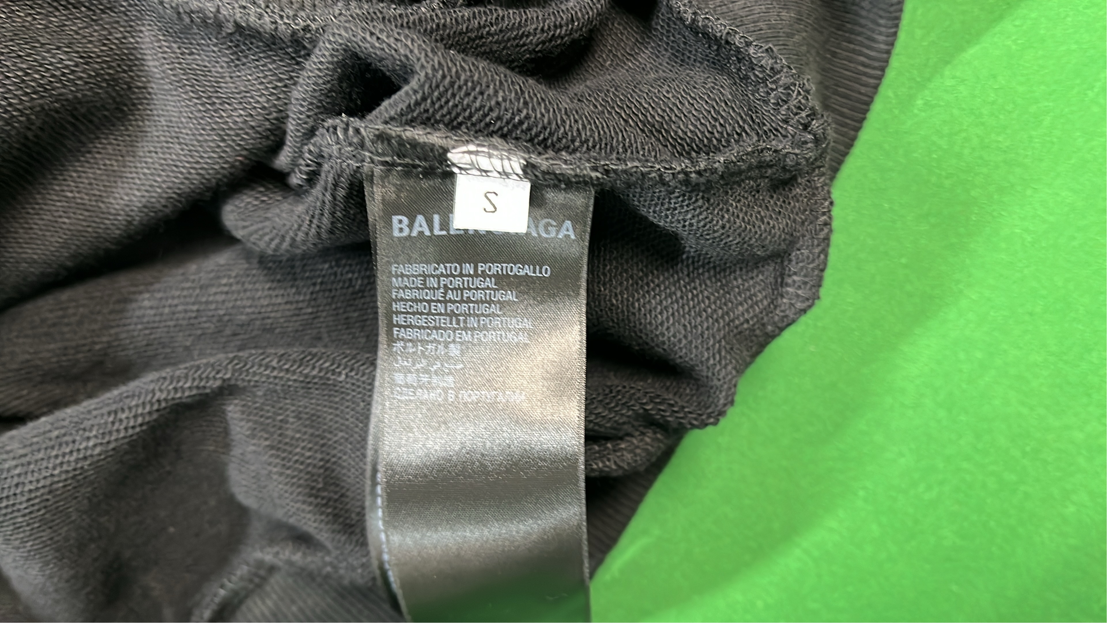 Balenciaga Black Hoodie with Logo and Crest Design