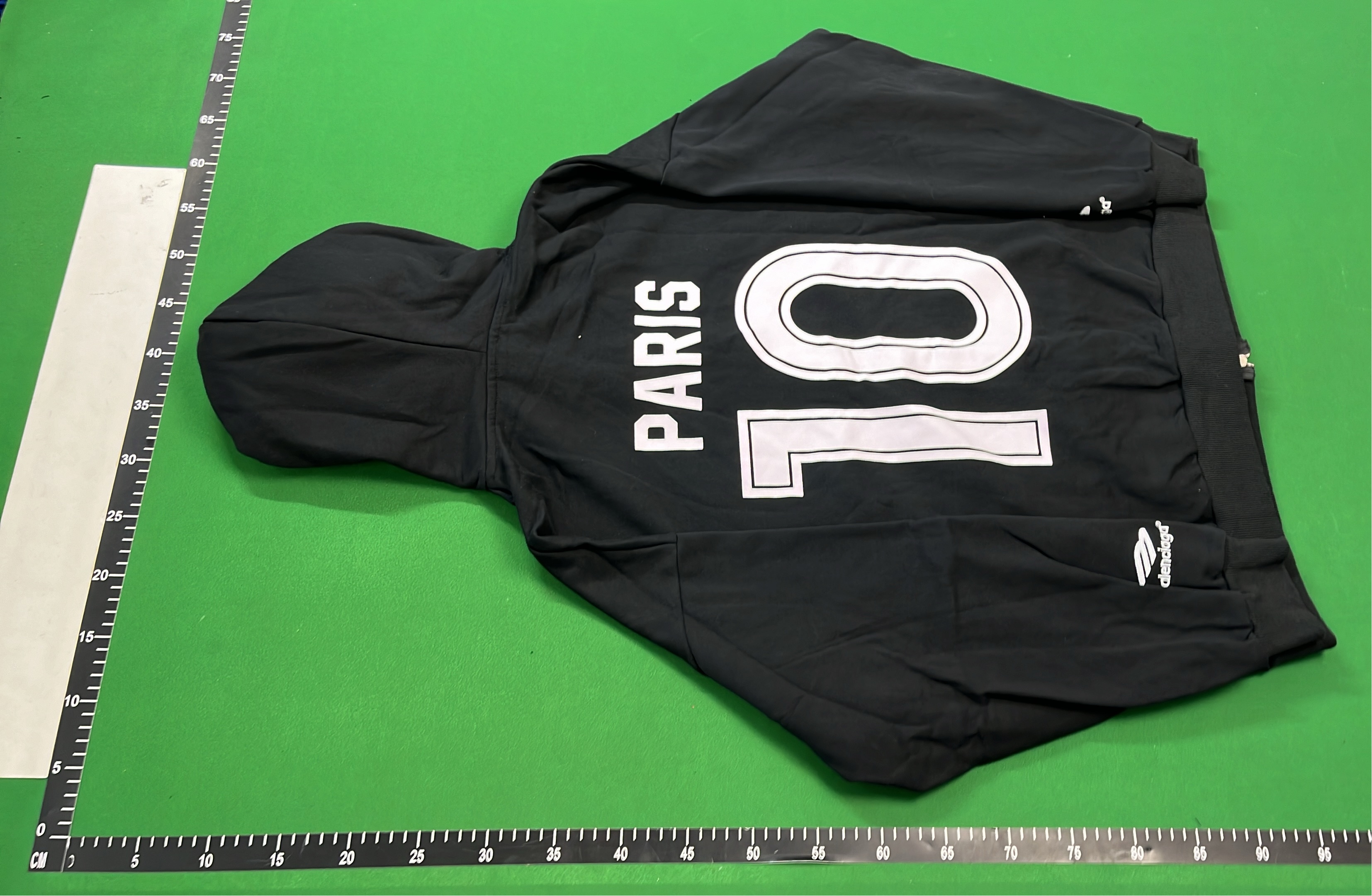 Balenciaga Black Hoodie with Logo and Crest Design