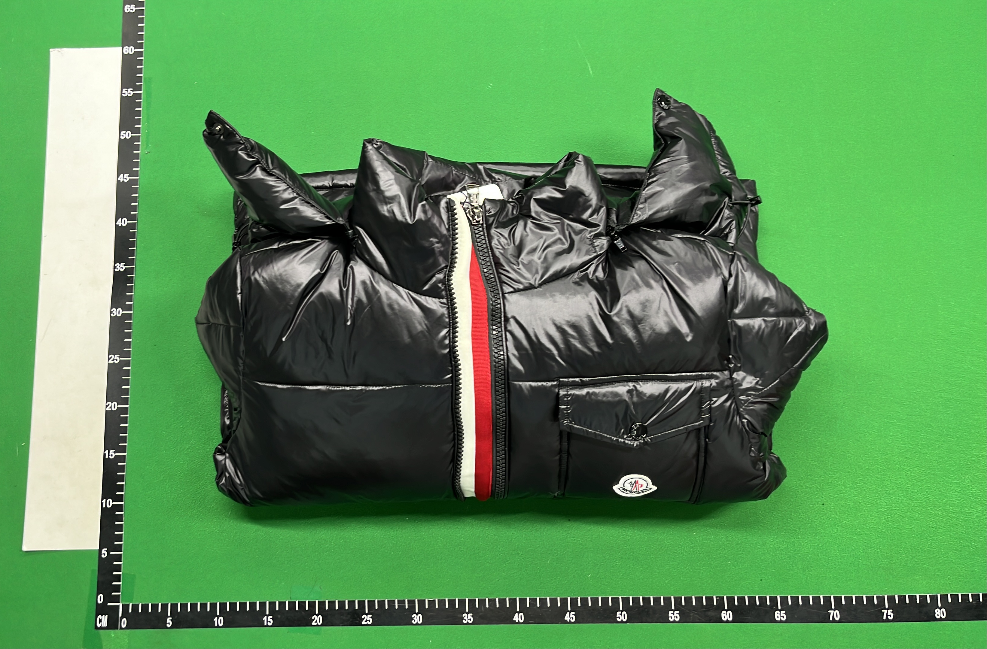 Moncler Puffer Jacket with Red White Blue Stripe