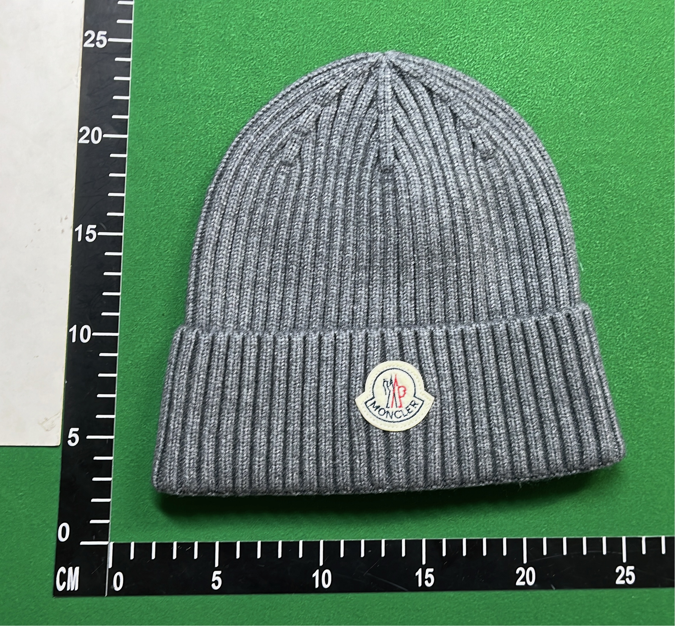Moncler Black Ribbed Beanie Hat with Logo Patch