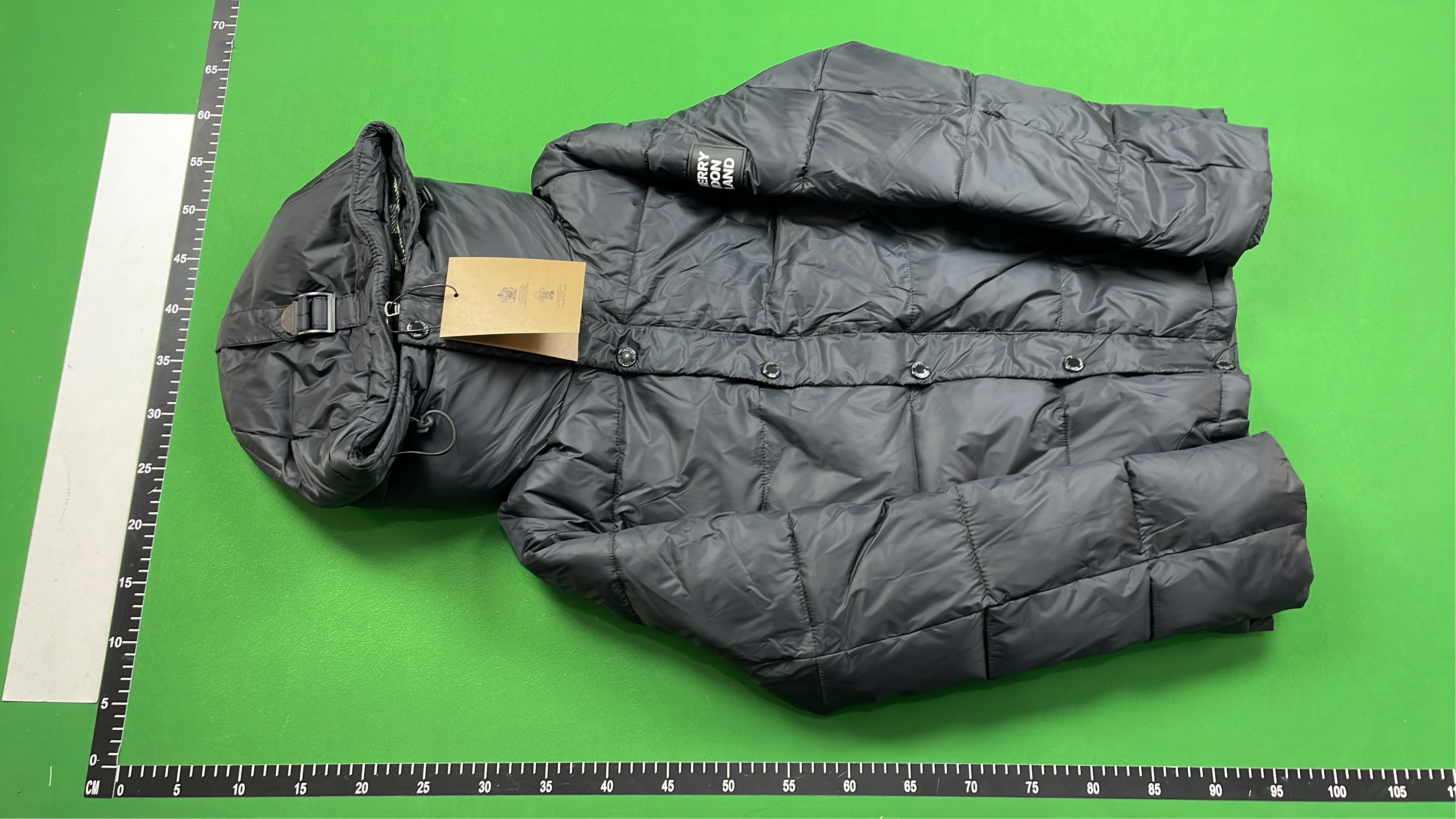 Burberry Black Puffer Jacket with Hood and Plaid Lining