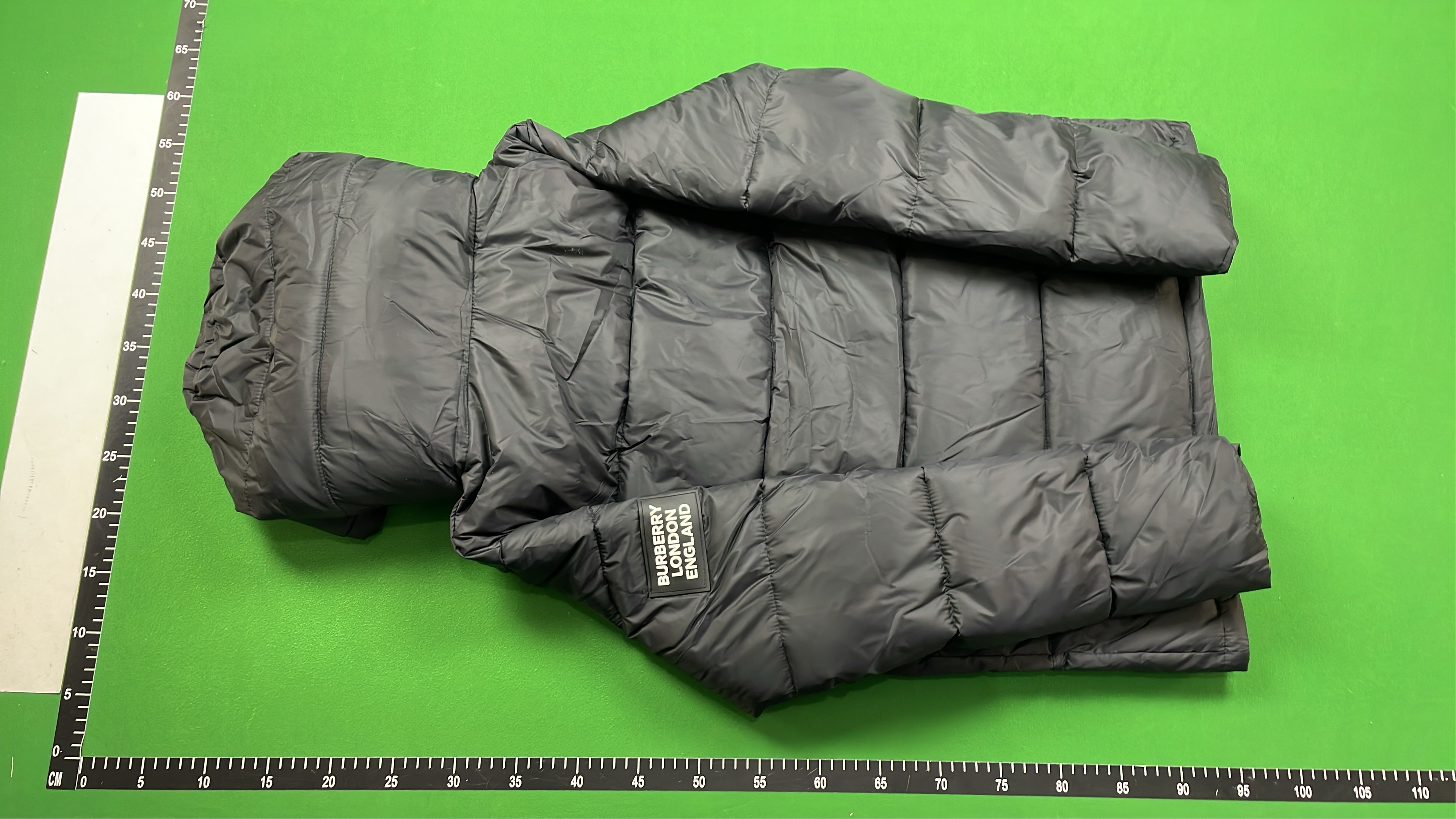 Burberry Black Puffer Jacket with Hood and Plaid Lining