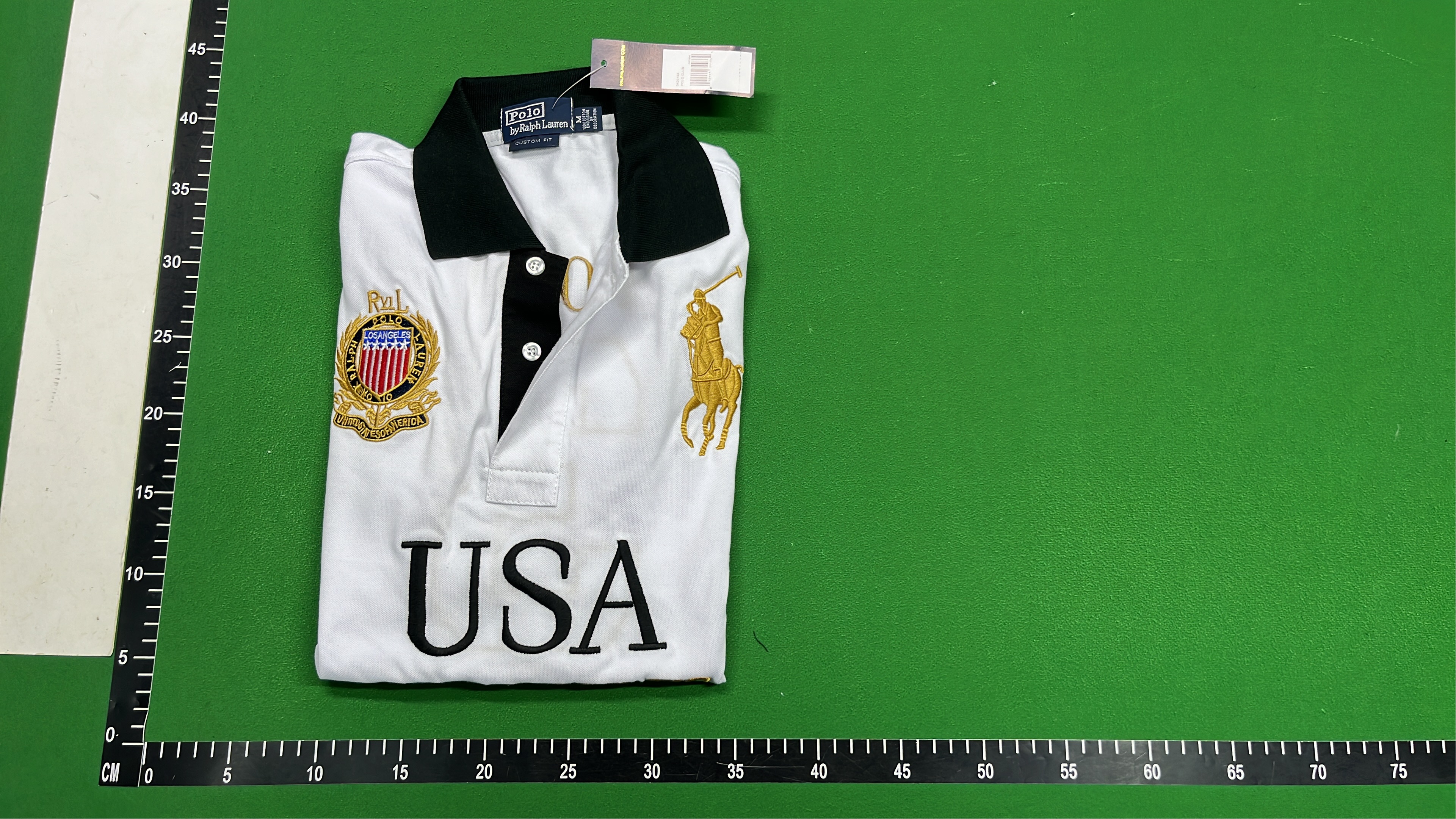 Blue Paris Polo Shirt with Gold Embroidery