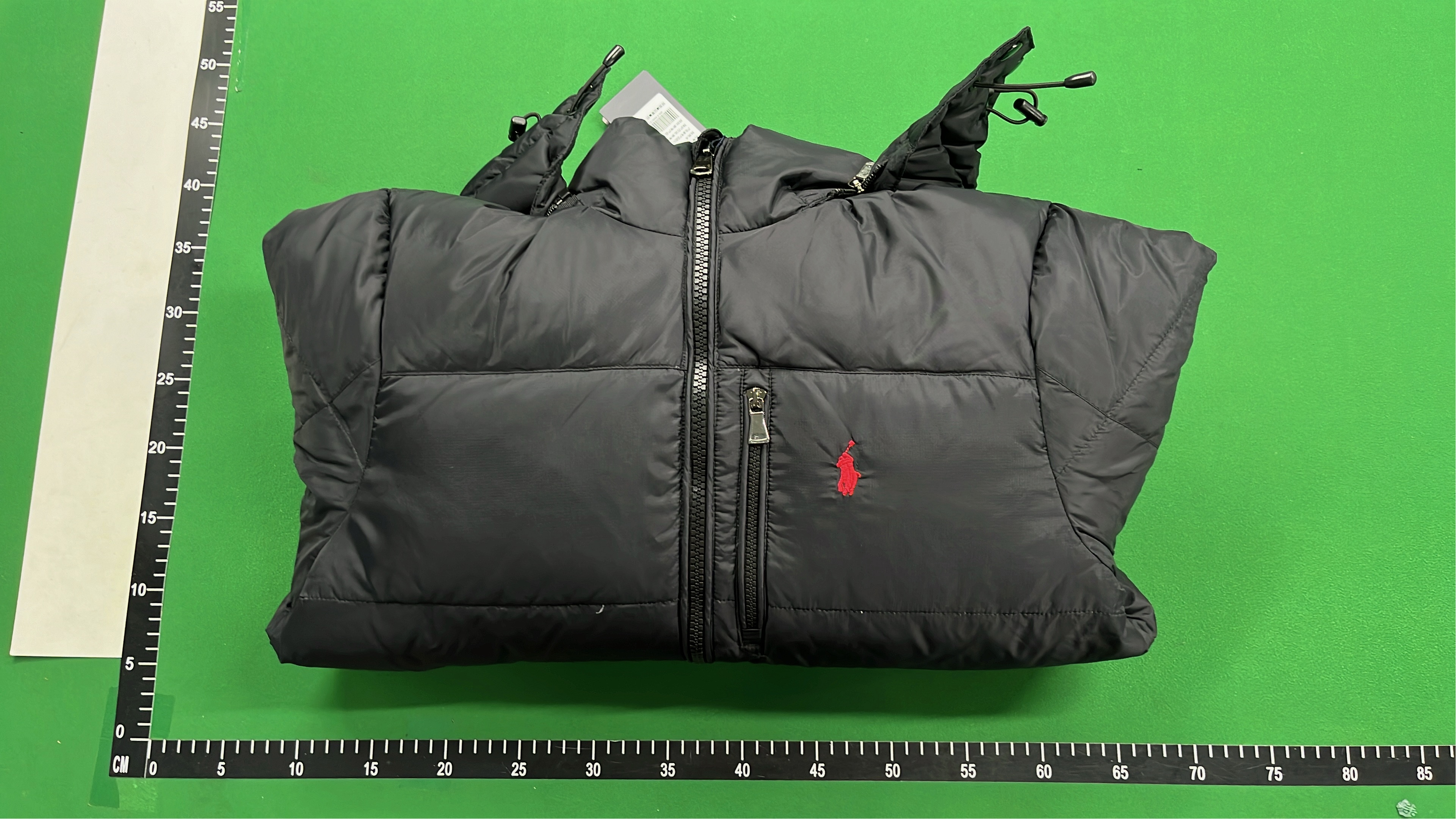 Men's Black Puffer Jacket with Hood and Plaid Shirt