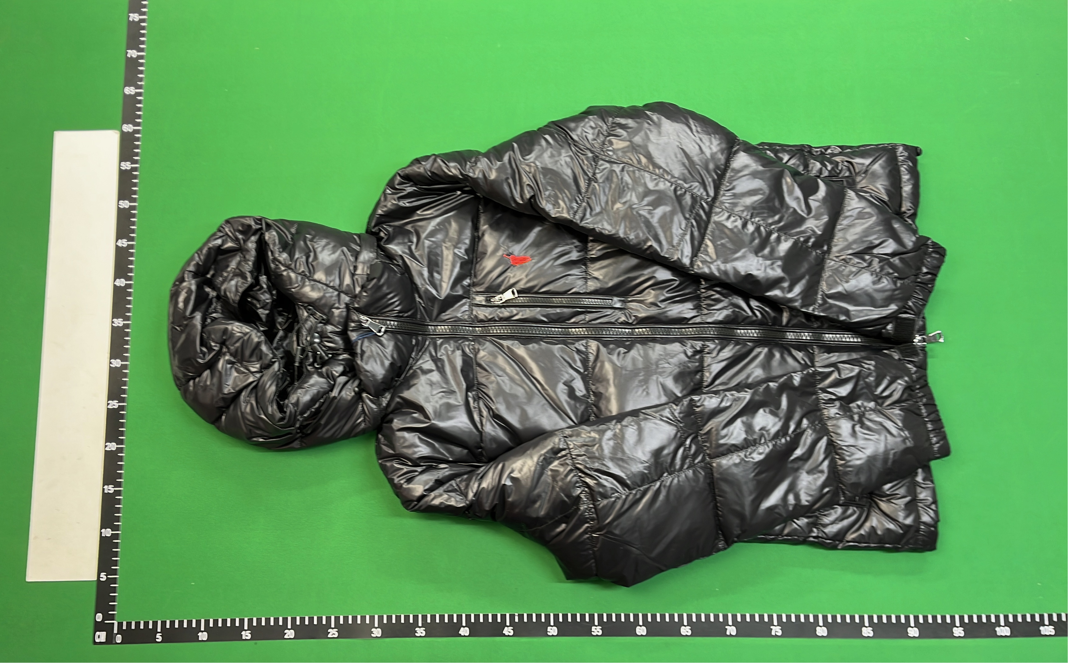 Men's Quilted Down Jacket with Hood - Black and Navy