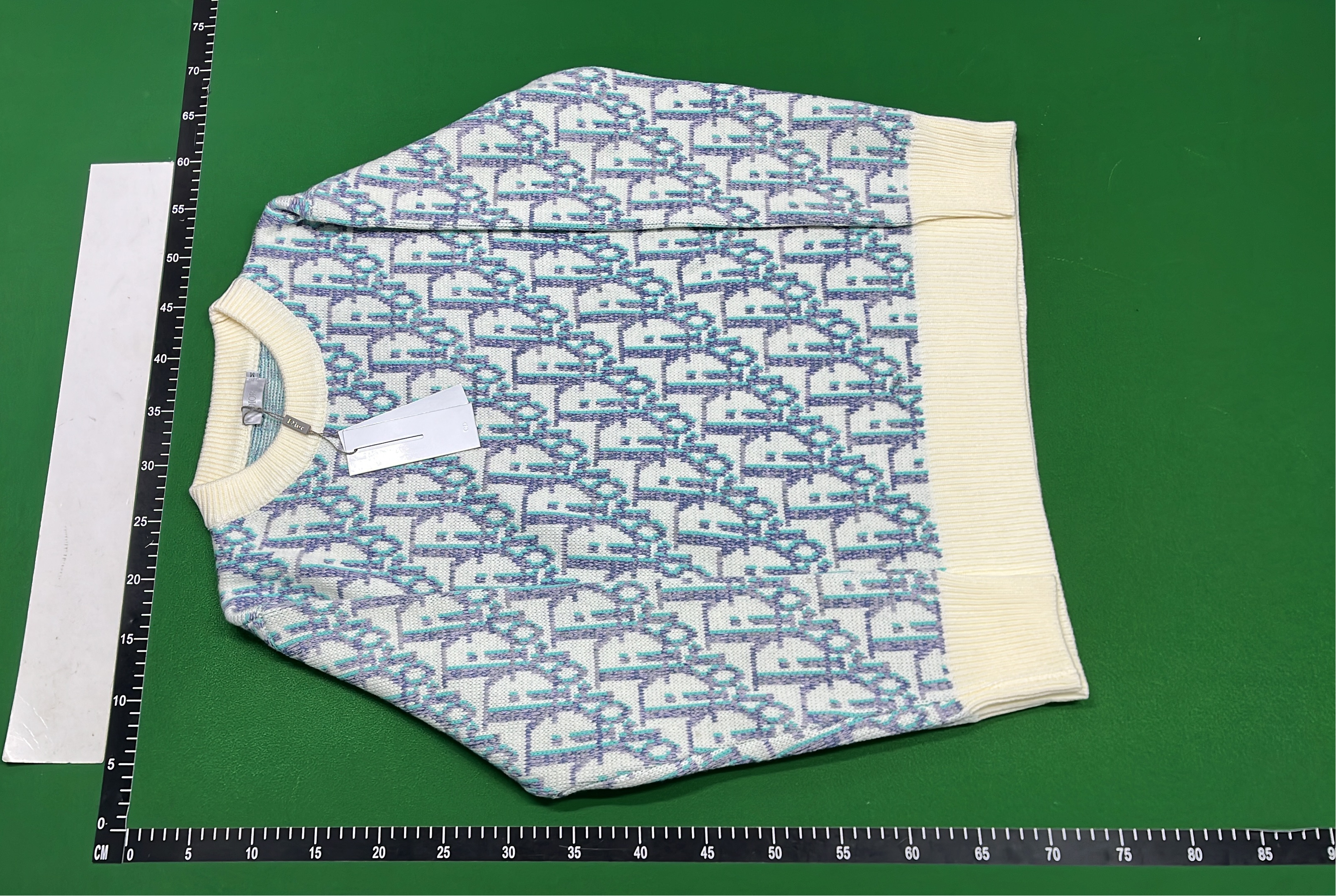 Dior Oblique Pattern Knit Sweater in Cream