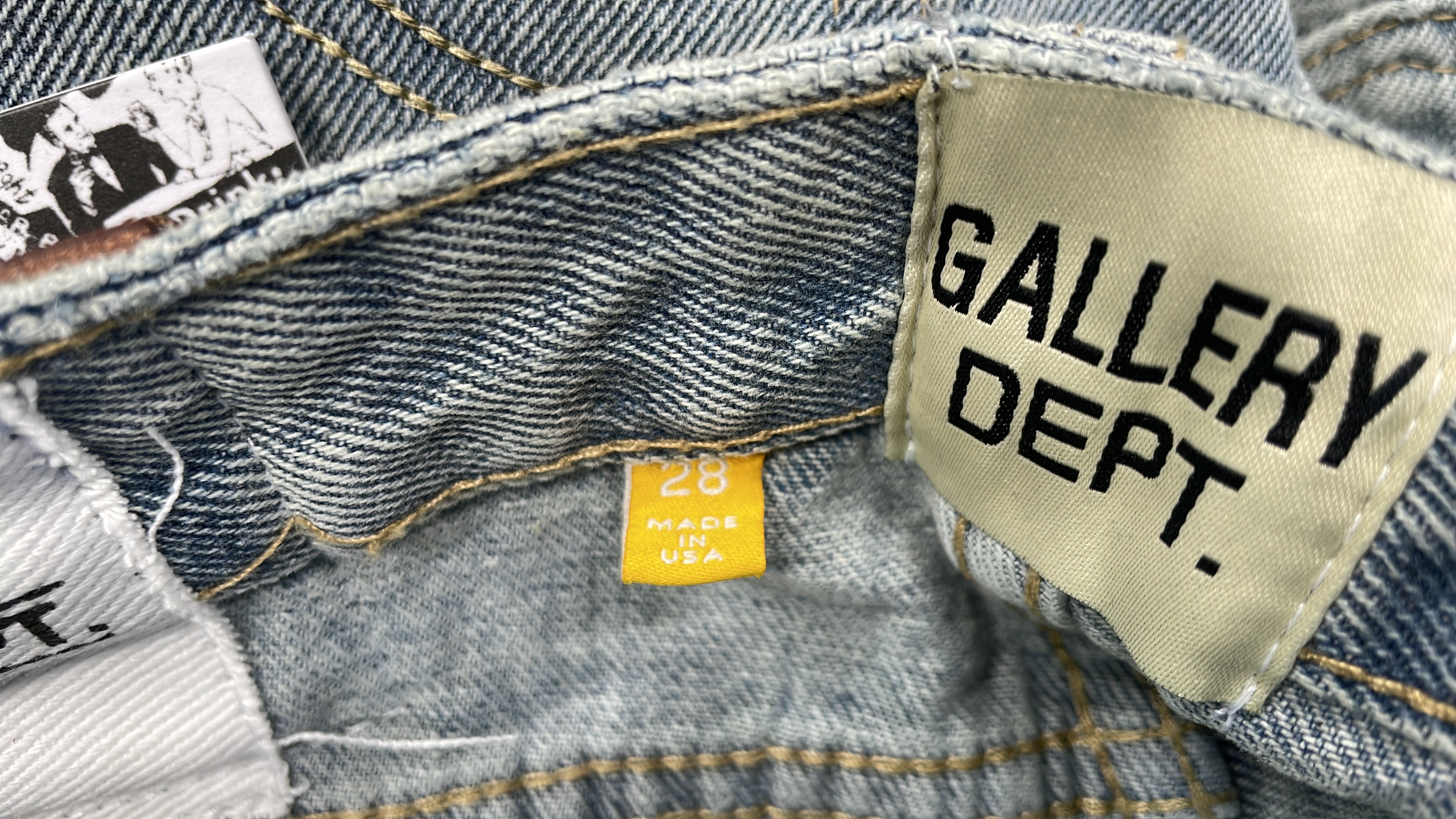 Vintage Patchwork Denim Jeans with Frayed Hem and Cream Accents