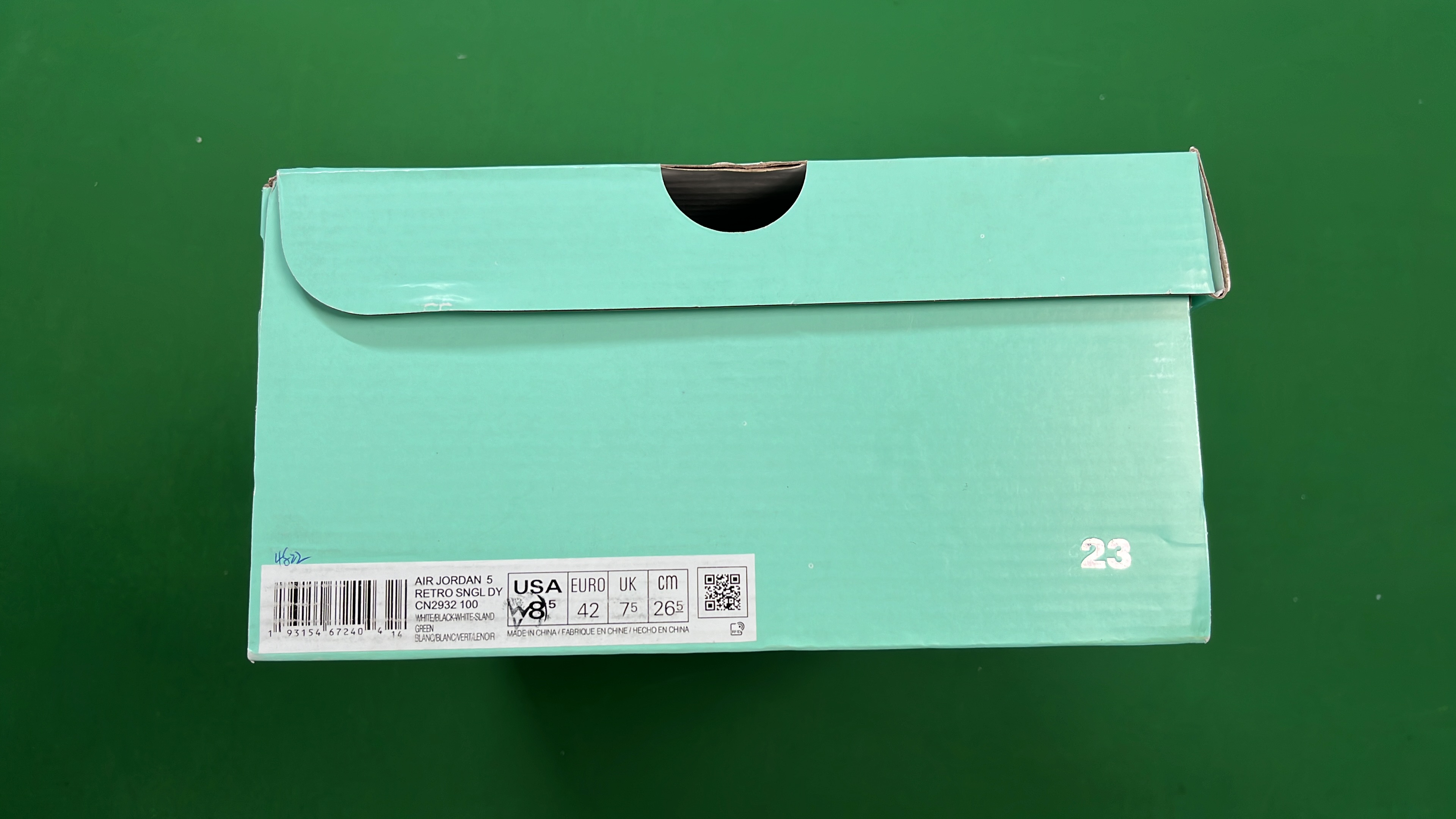 Air Jordan 5 Retro White Green 23 Basketball Shoes