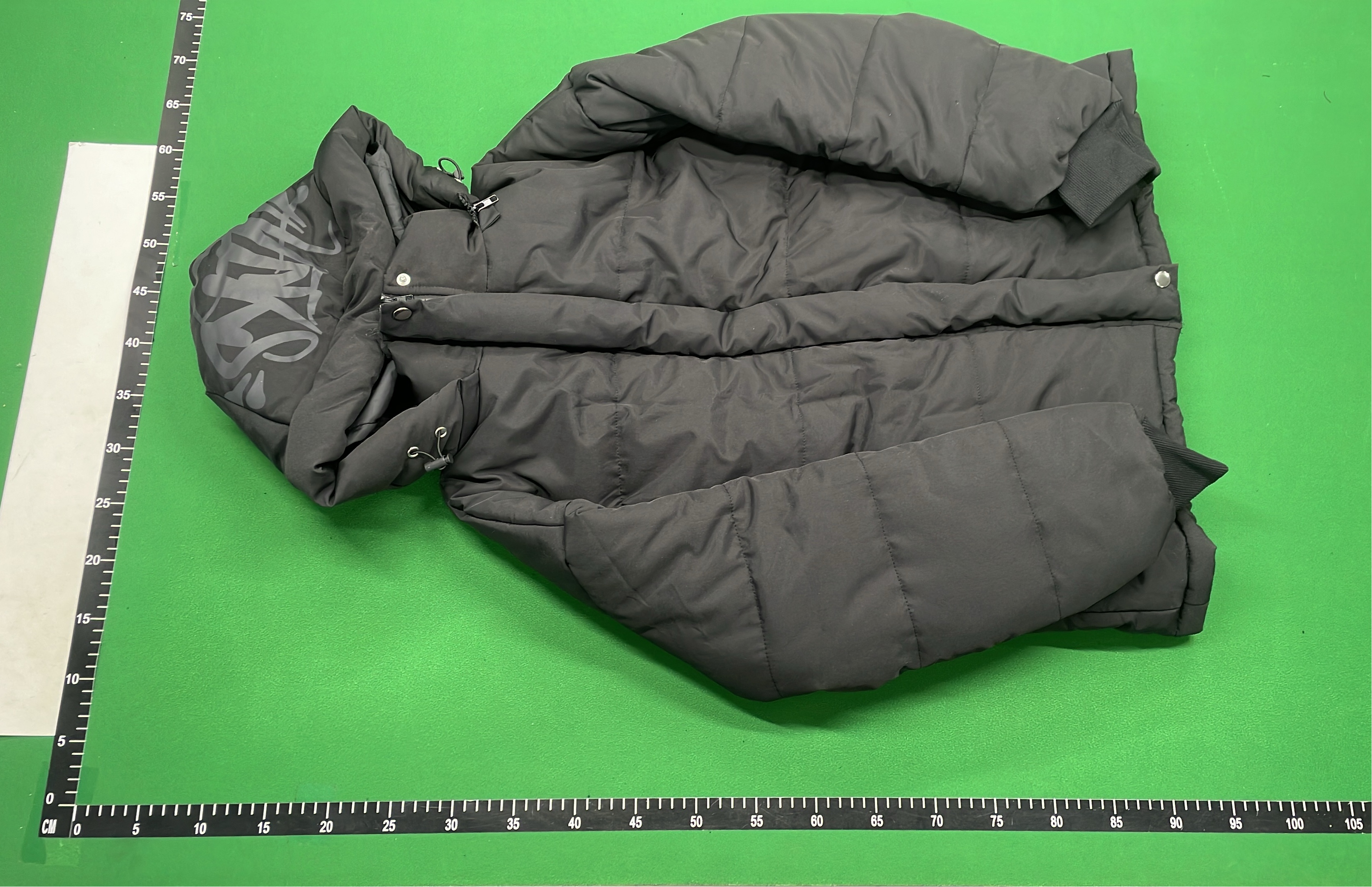 SNAP Gray Hooded Puffer Jacket with Logo Design