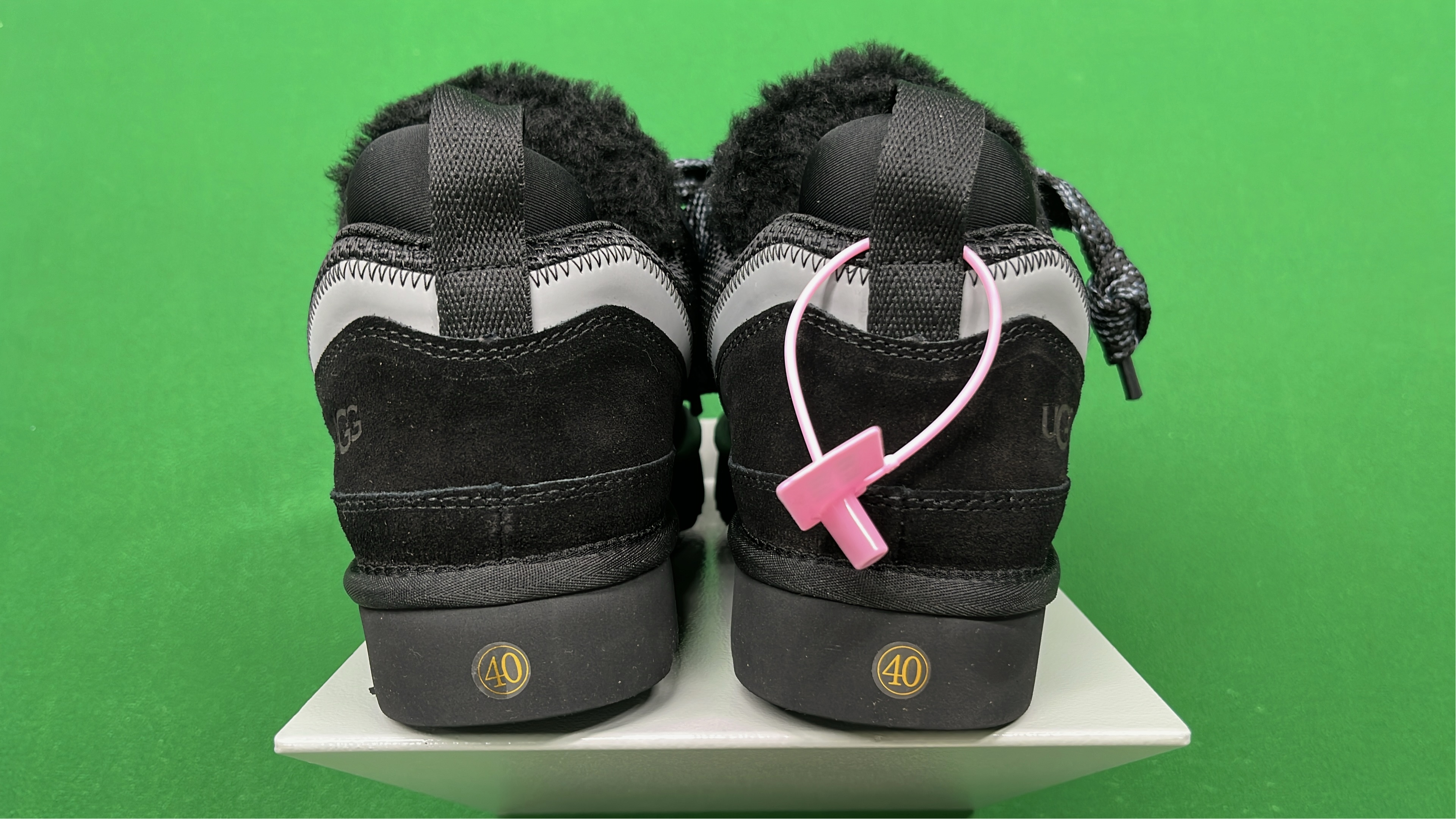 UGG Black Fuzzy Laced Sneakers with Chunky Sole