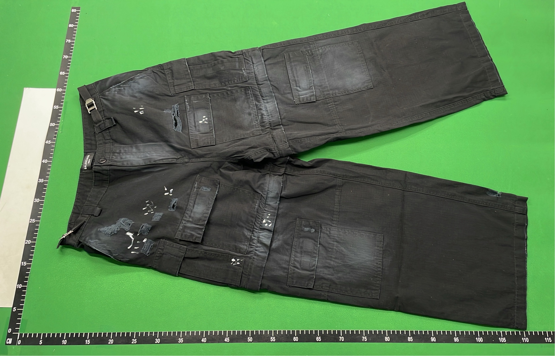 Black Distressed Cargo Pants with Multiple Pockets