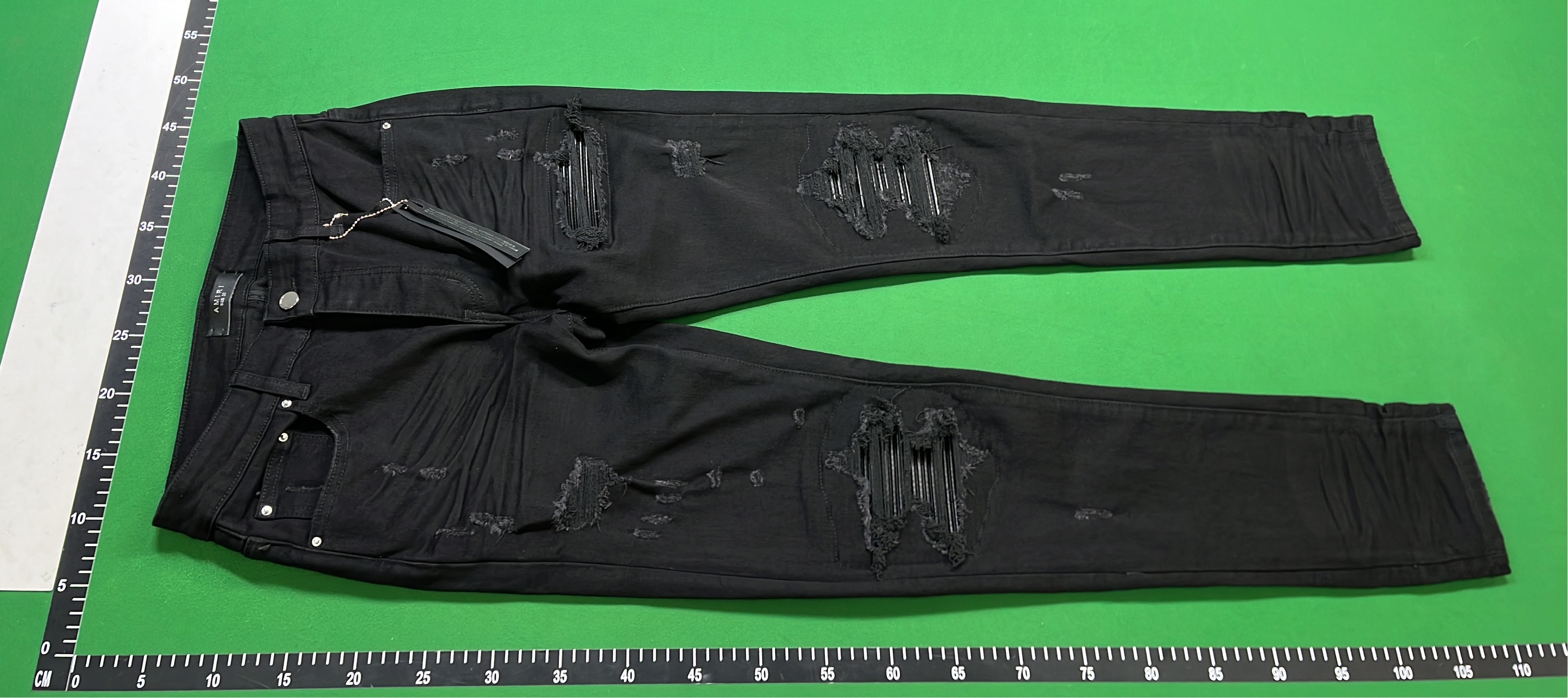 AM1241 Distressed Black Skinny Jeans with Rips and Embroidery