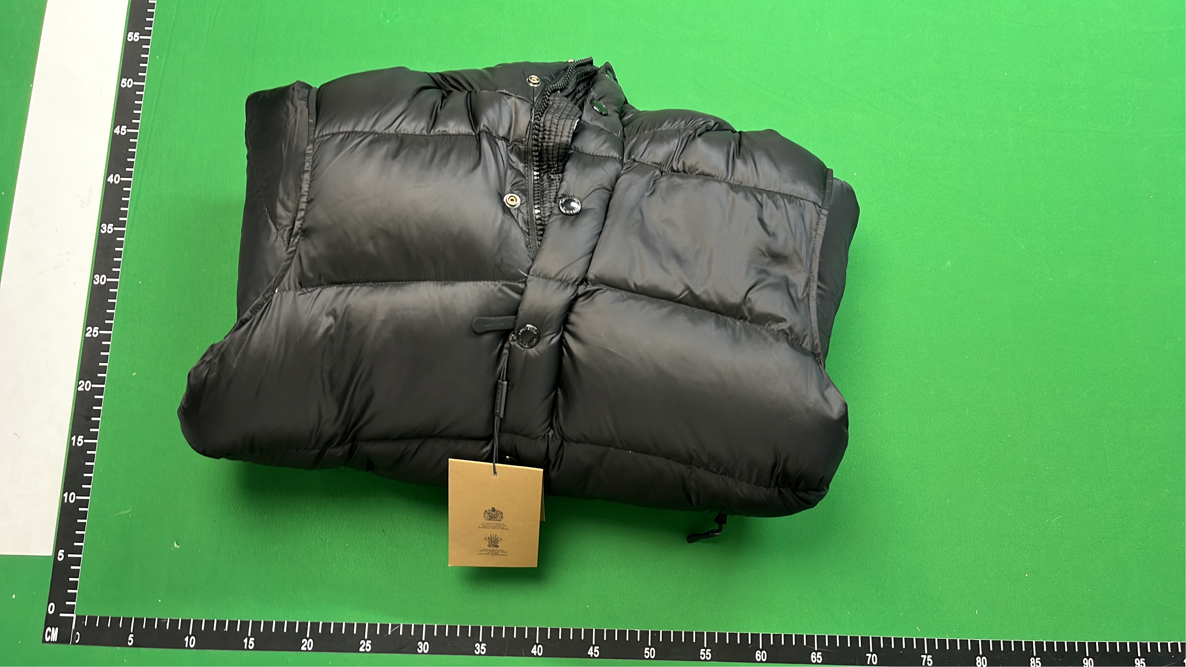 Beige Quilted Down Jacket with Check Lining and Hood