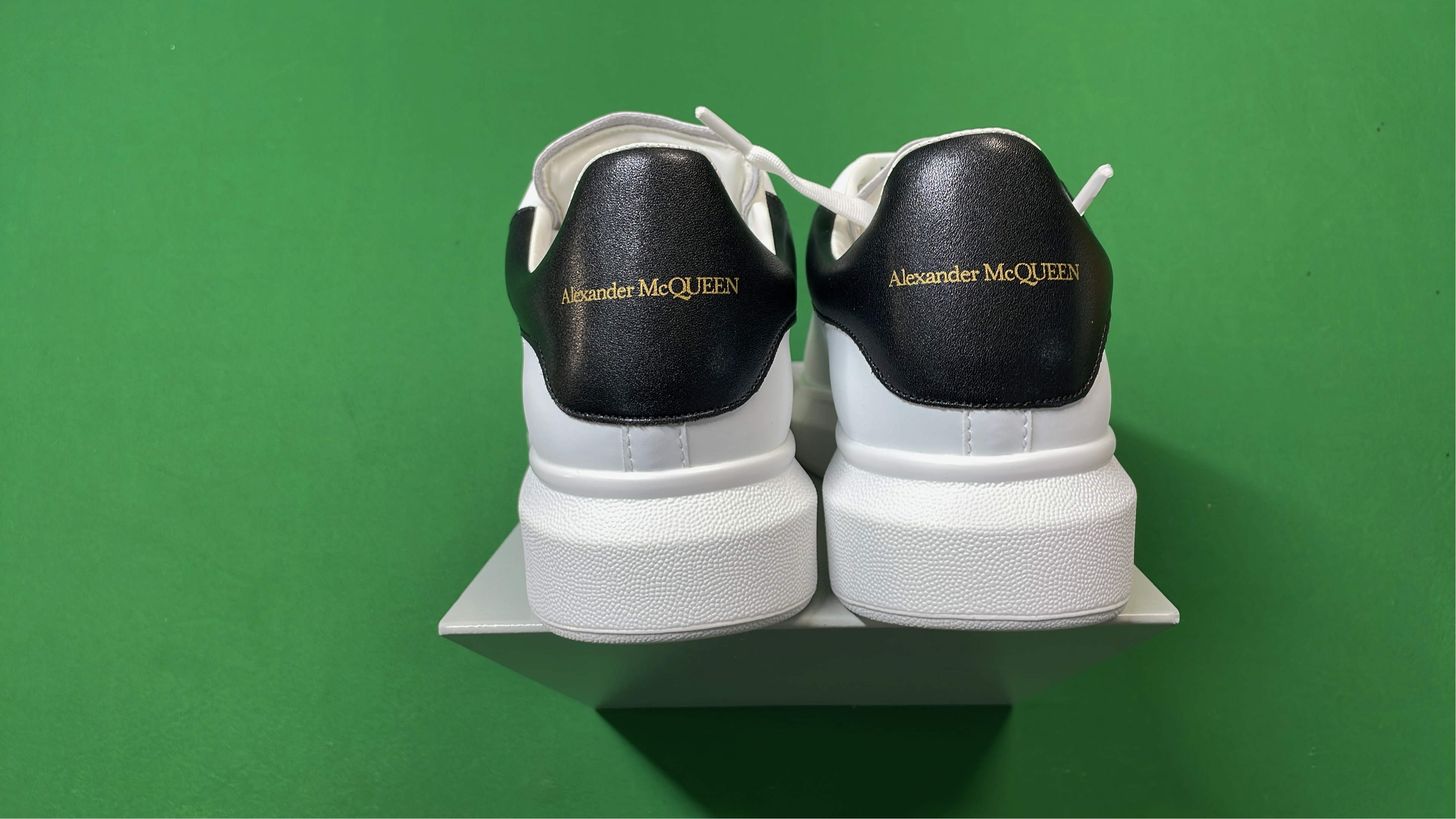 Alexander McQueen White Leather Sneakers with Colorful Heel Tab