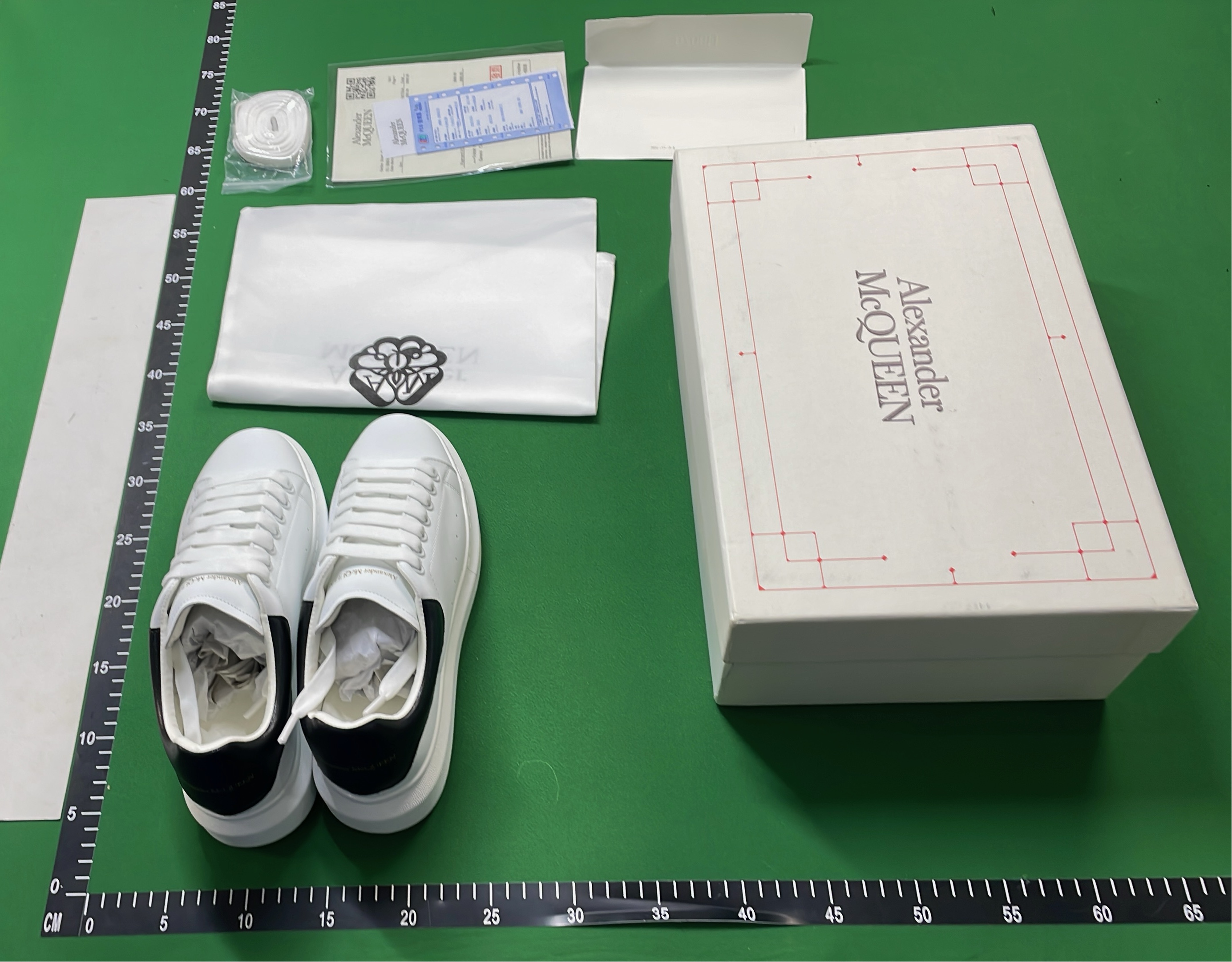 Alexander McQueen White Leather Sneakers with Colorful Heel Tab
