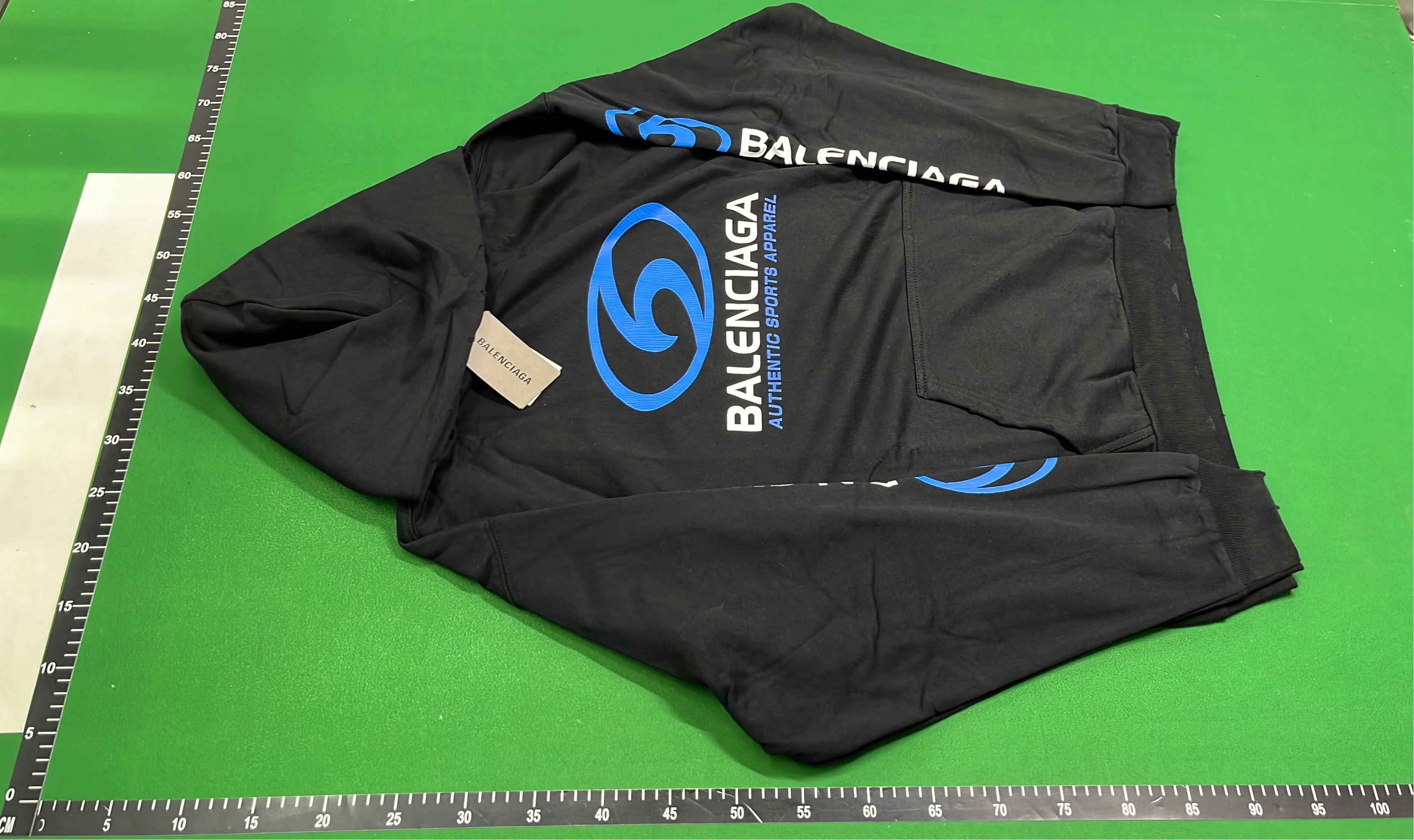 Black Hoodie with Blue Logo Design