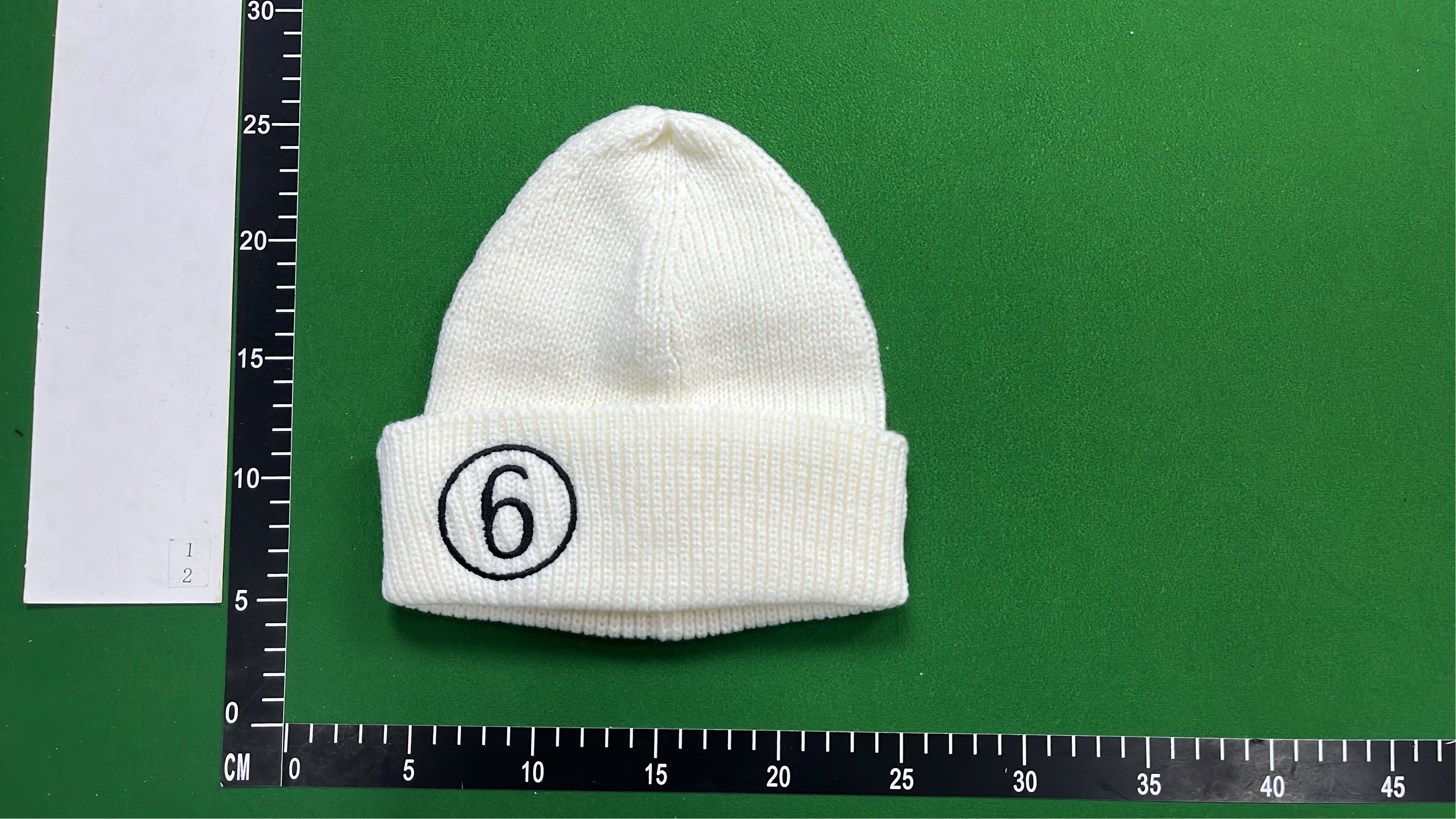 Gucci White Ribbed Knit Beanie with Logo Patch