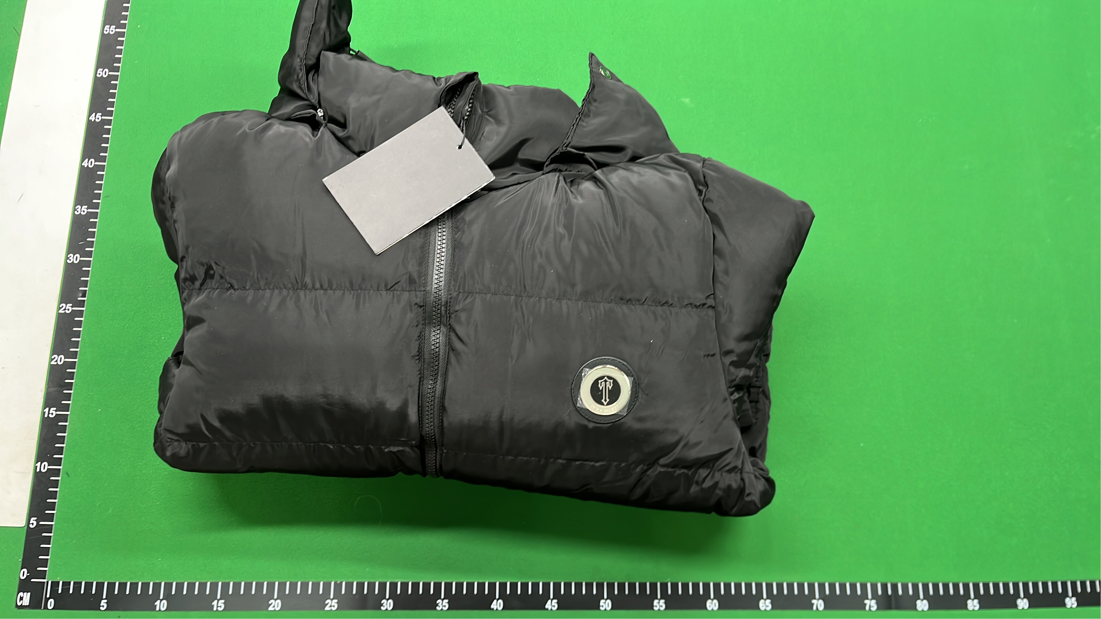 Black Hooded Puffer Jacket with Logo Patch