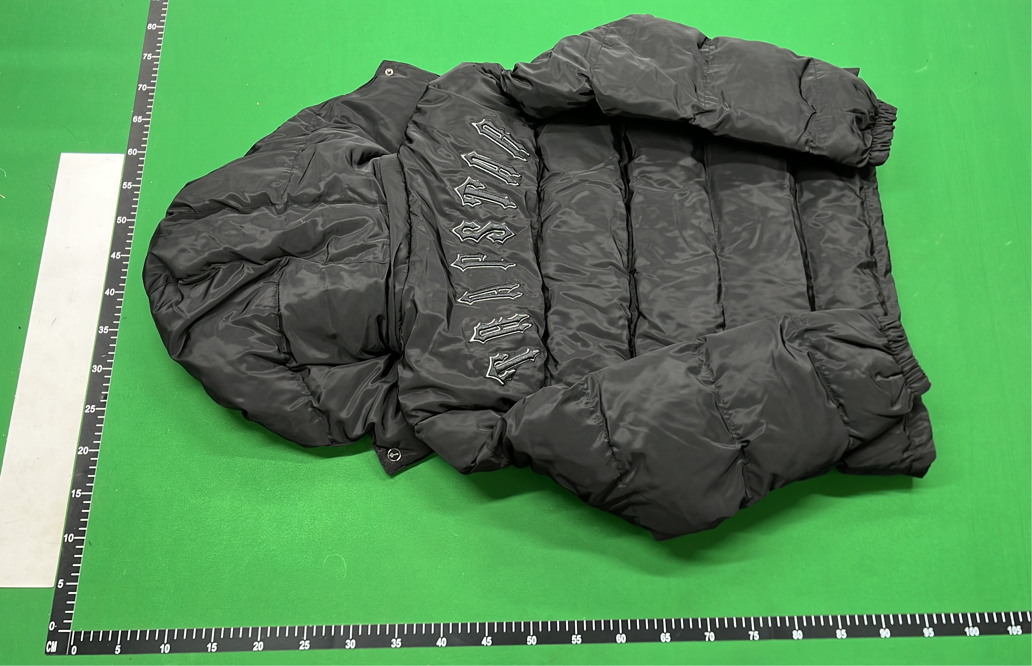 Black Hooded Puffer Jacket with Logo Patch