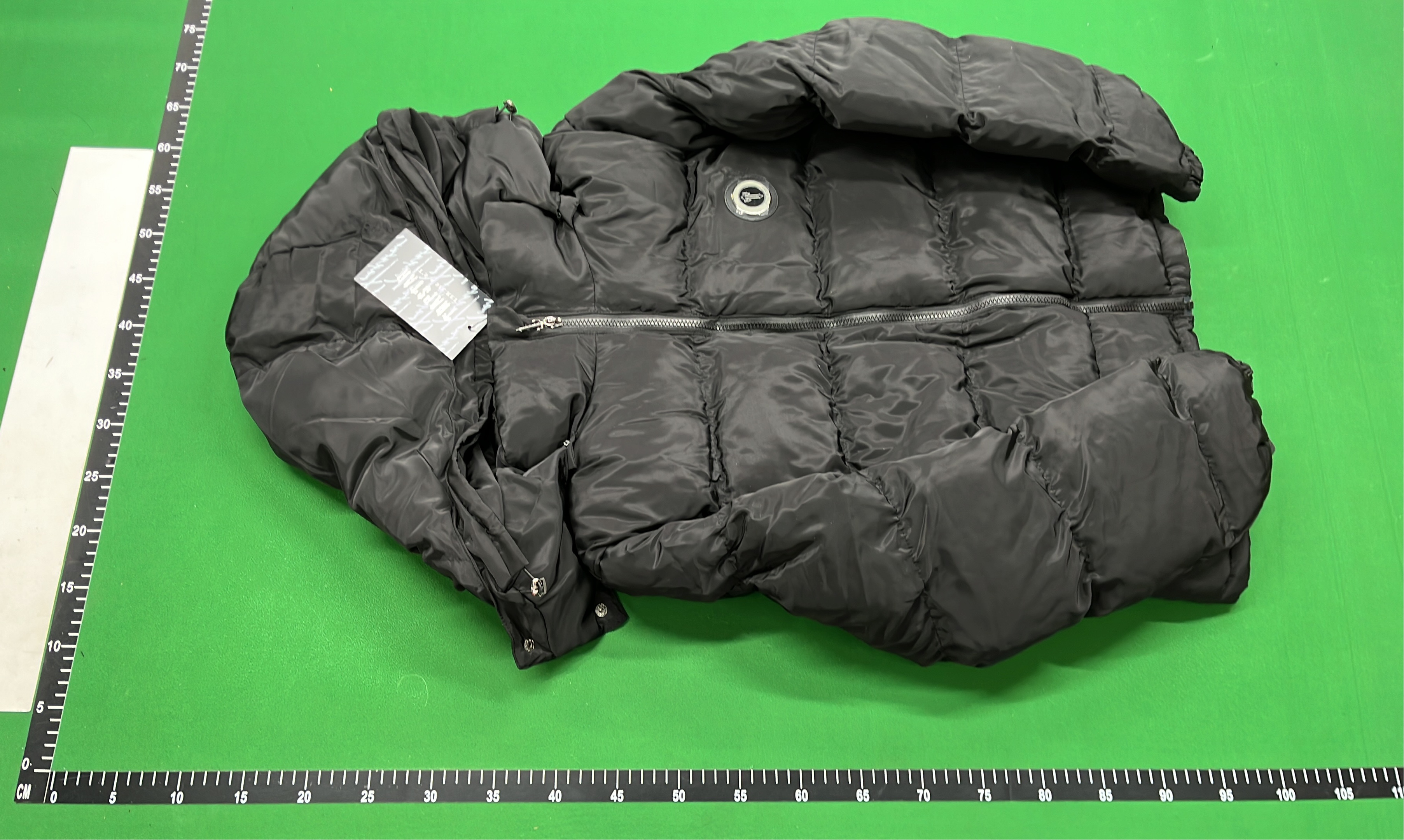 Black Hooded Puffer Jacket with Logo Patch