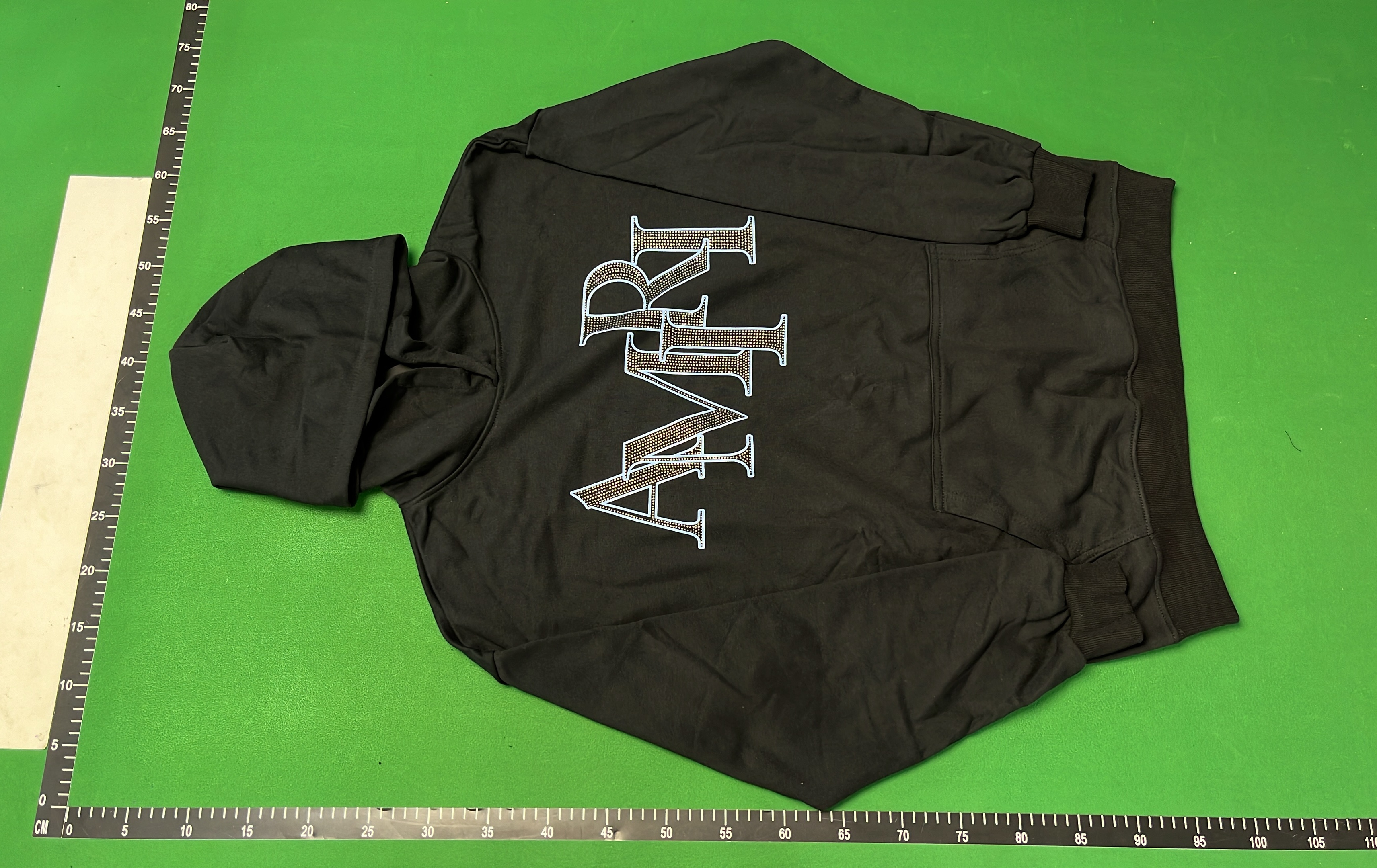 AMIRI Black Hoodie with Distressed Logo Print