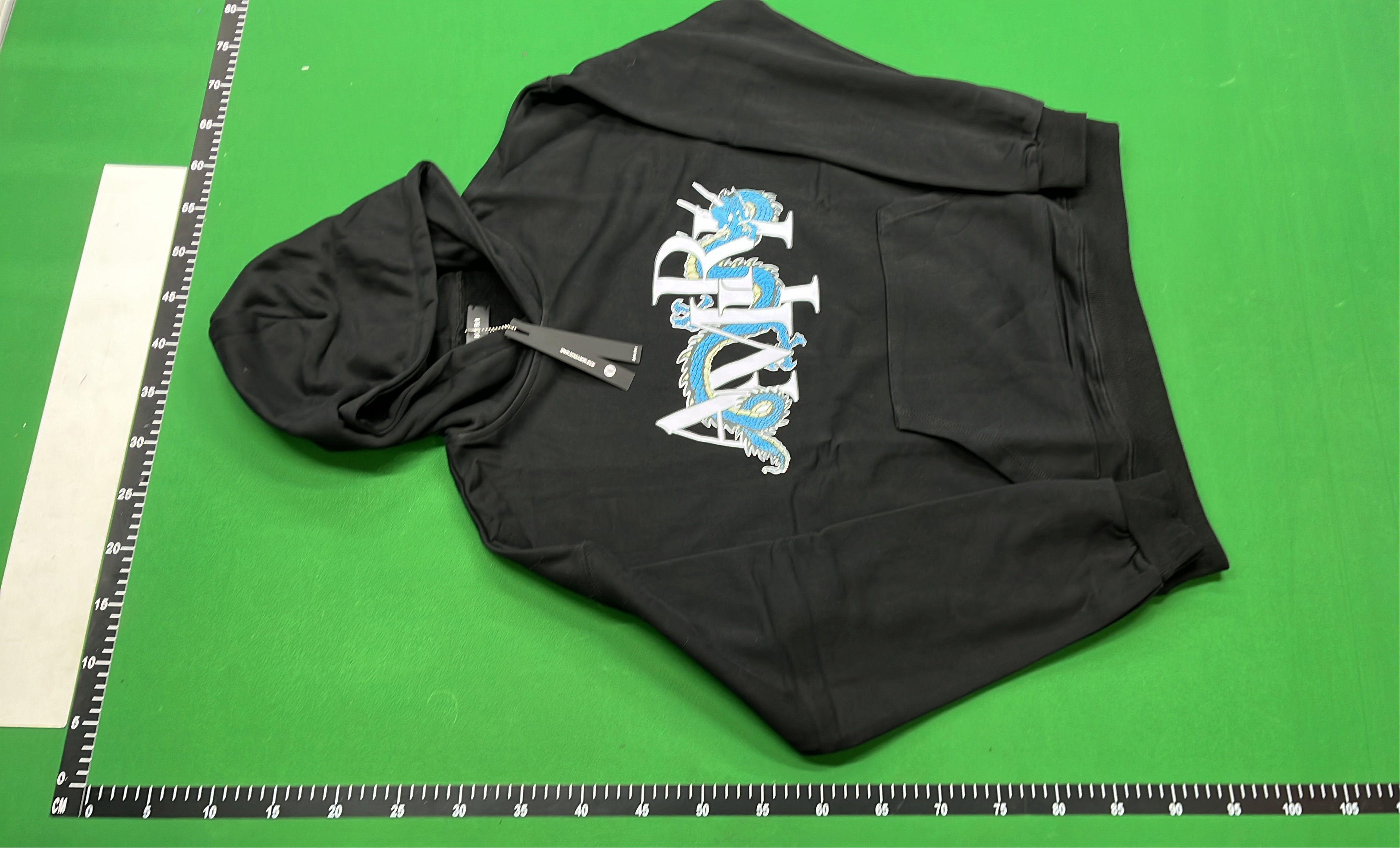 AMIRI White Hoodie with Blue Logo and Stripes