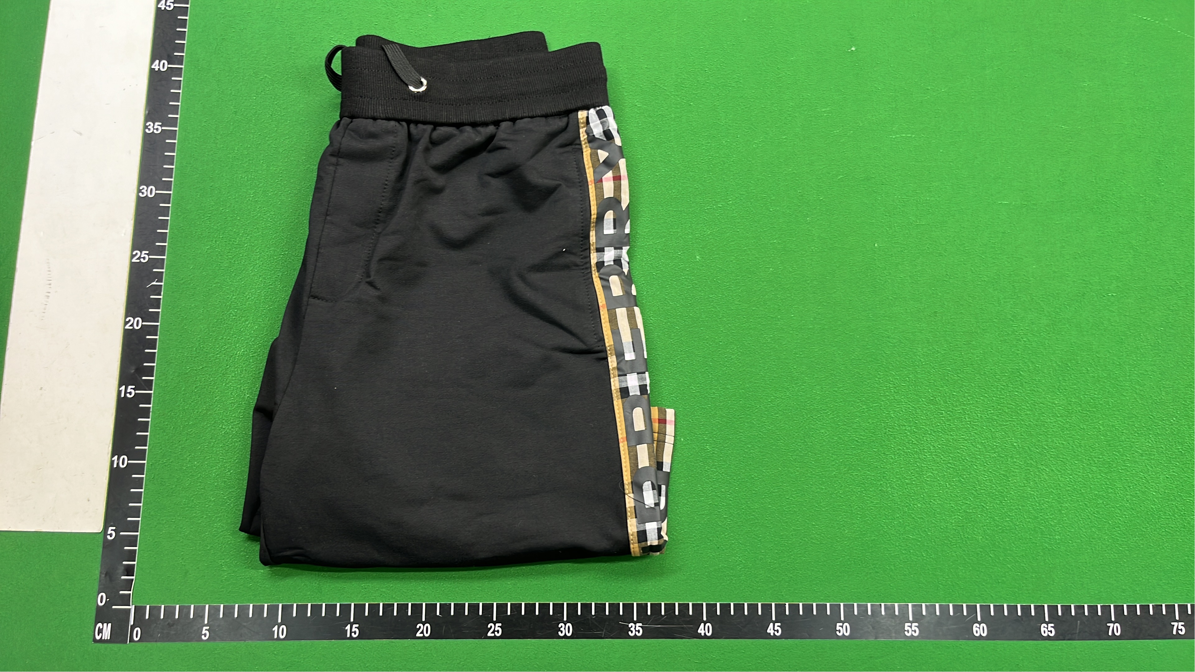 Burberry Black Logo Embroidered Track Shorts with Check Side Stripes
