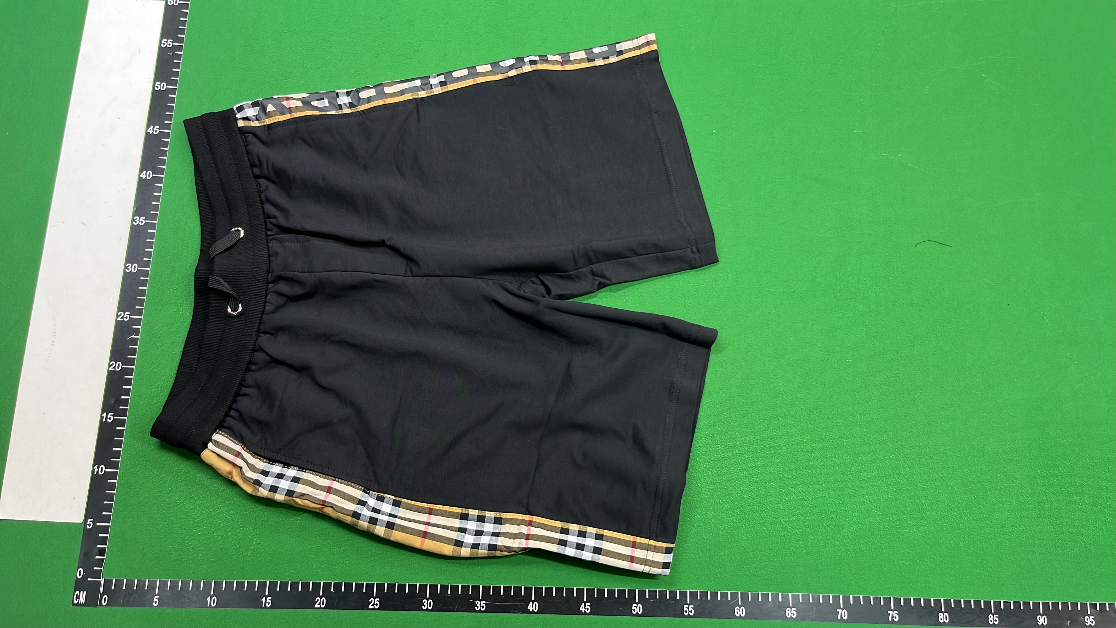 Burberry Black Logo Embroidered Track Shorts with Check Side Stripes