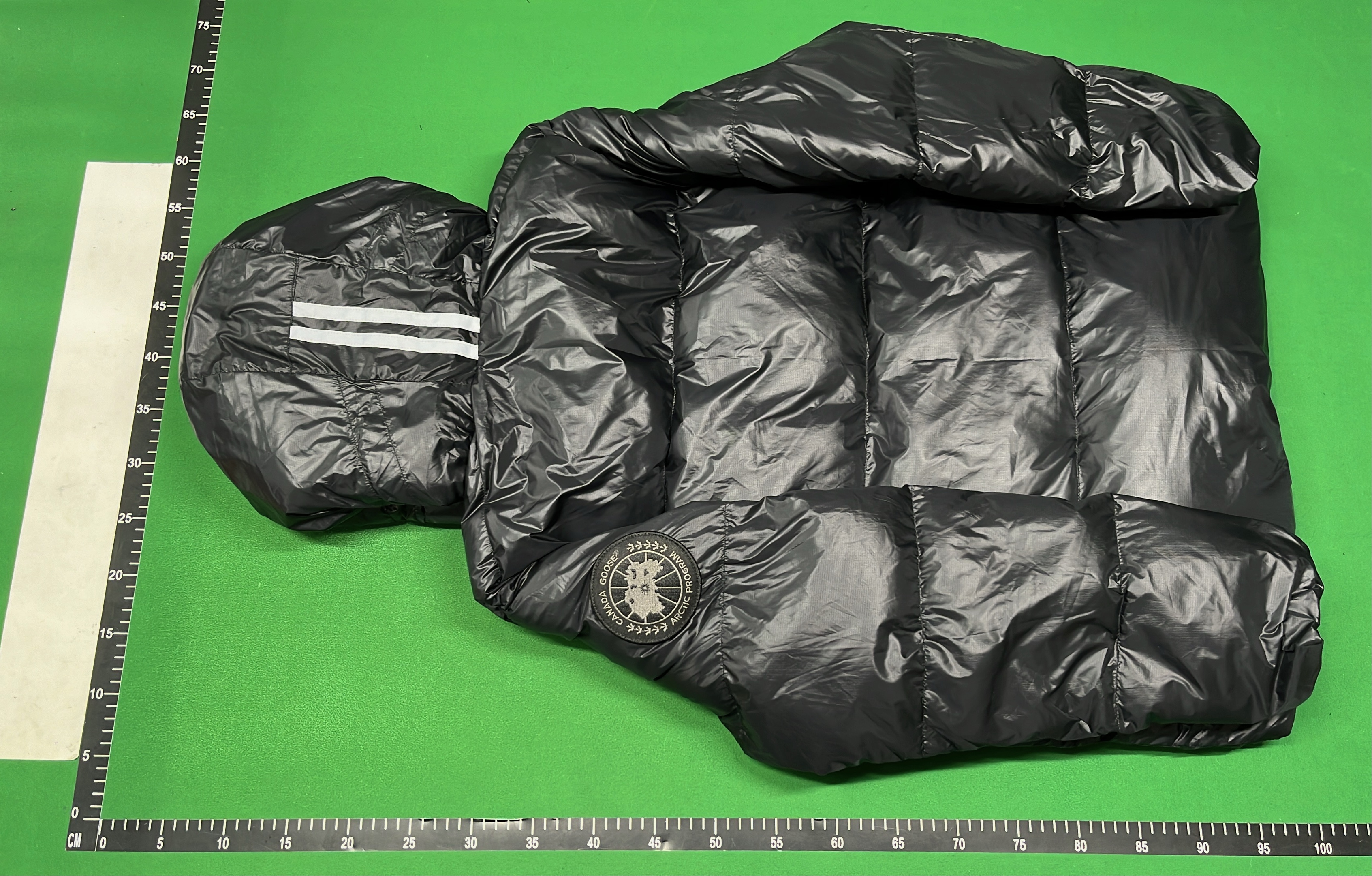 Canada Goose Silver Down Jacket with Hood and Logo Patch